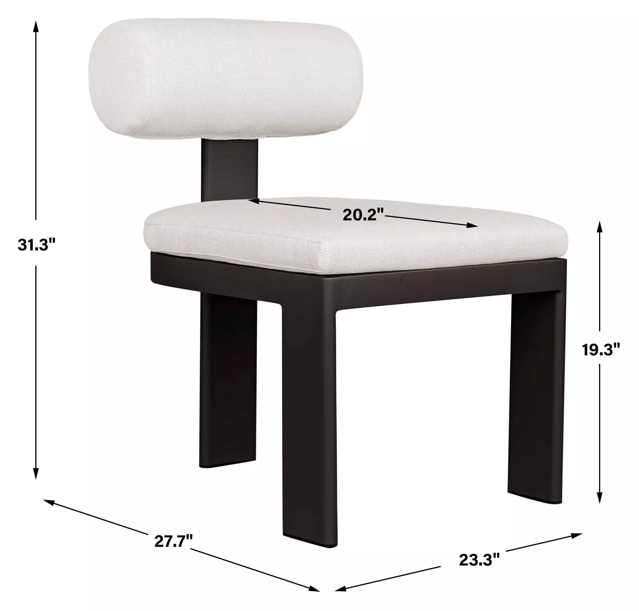 Bolster Back Oyster White Upholstered Outdoor Dining Chair