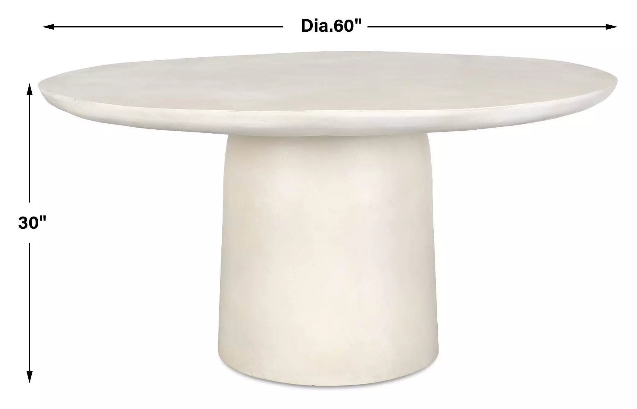 Alden Warm White Outdoor 60" Round Dining Table