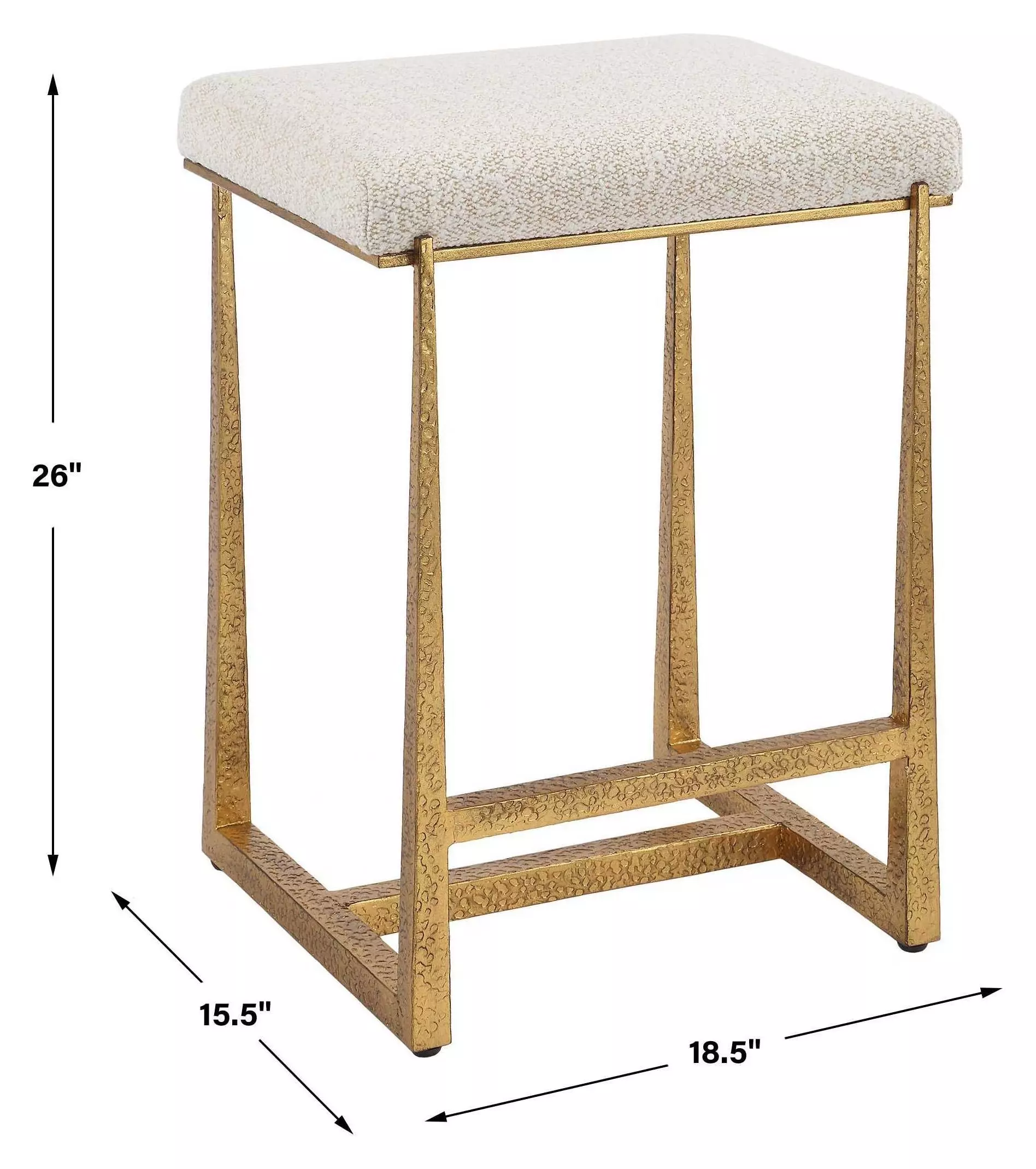 Midas White Upholstered Counter Height Stool