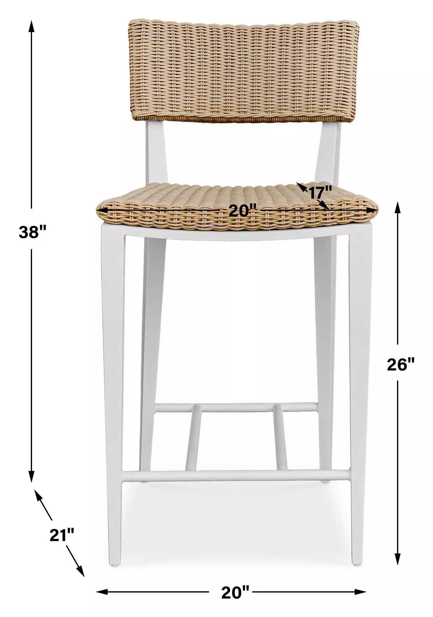 Calbas White and Brown Outdoor Counter Height Stool