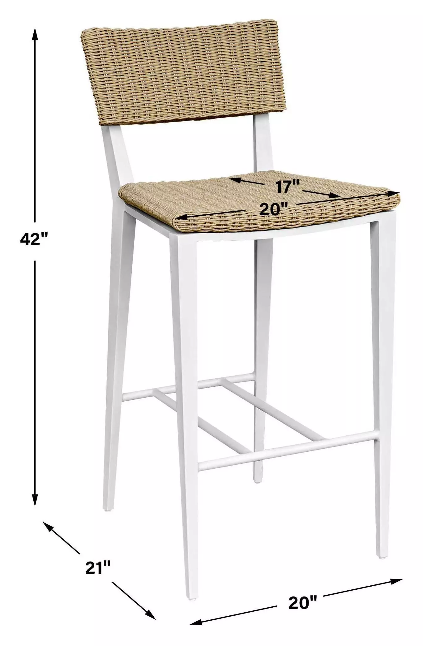 Calbas White and Honey Outdoor Bar Stool