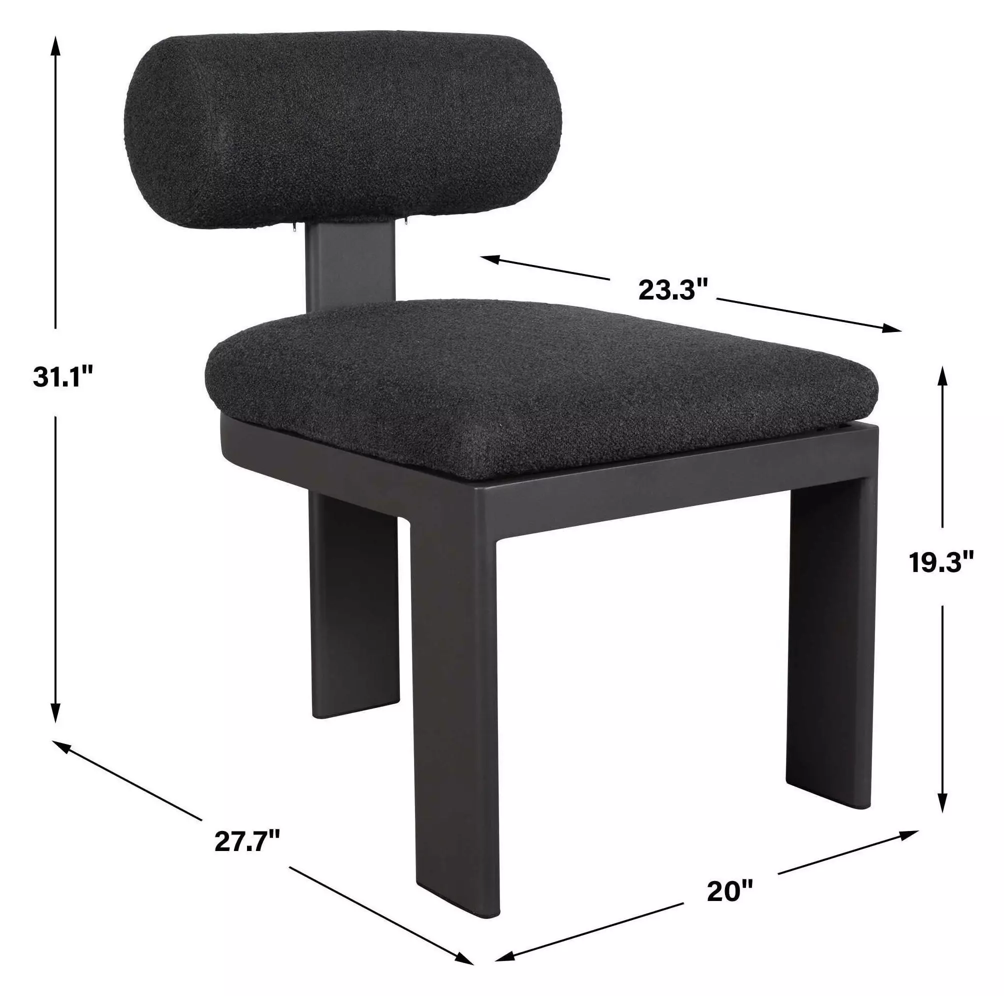 Bolster Back Charcoal Upholstered Outdoor Dining Chair