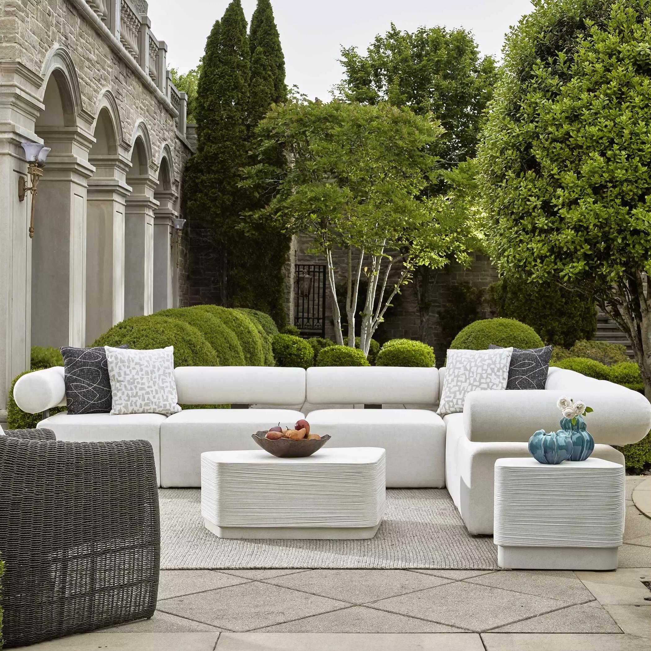 Uttermost Outdoor Saltwater White Concrete Coffee Table