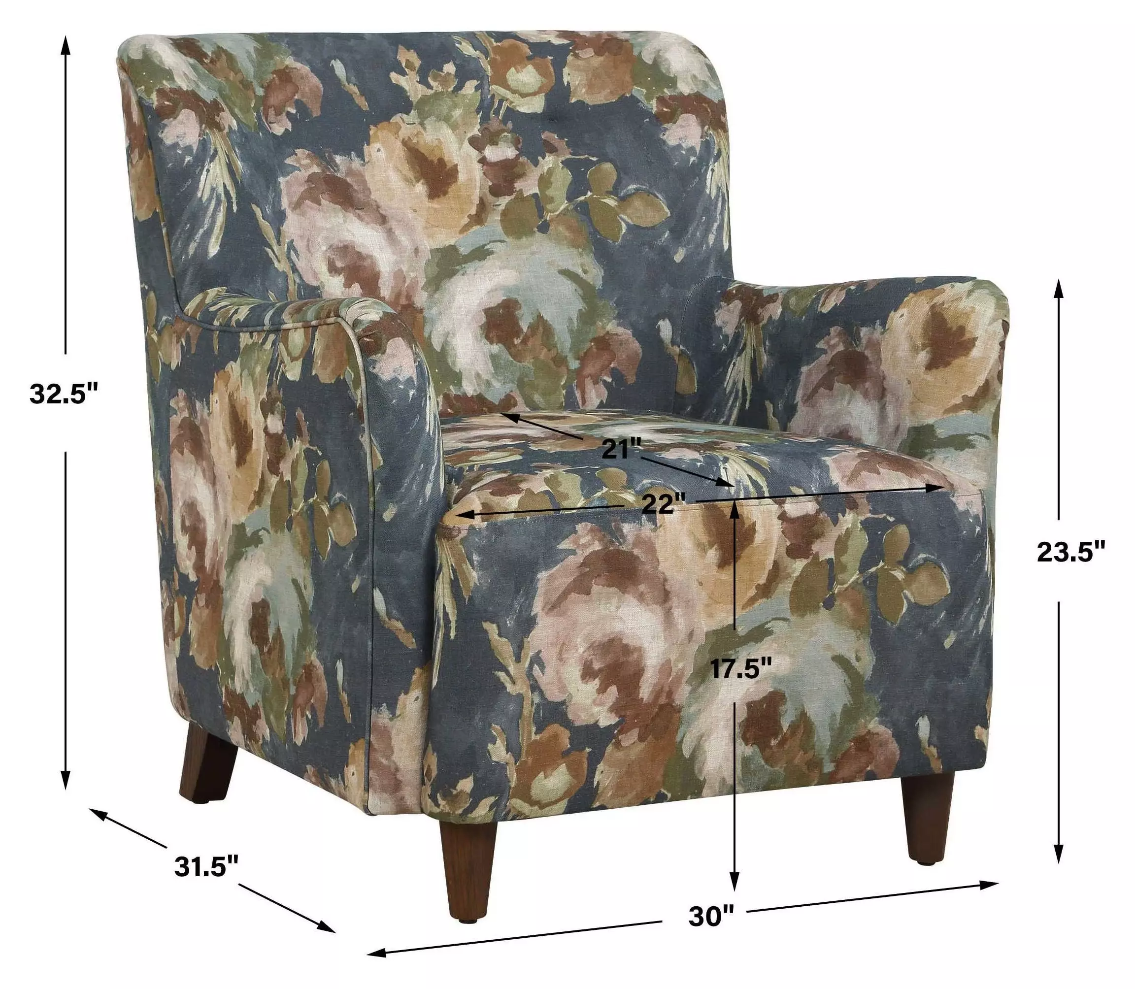 Prescott Blue and Brown Upholstered Arm Chair
