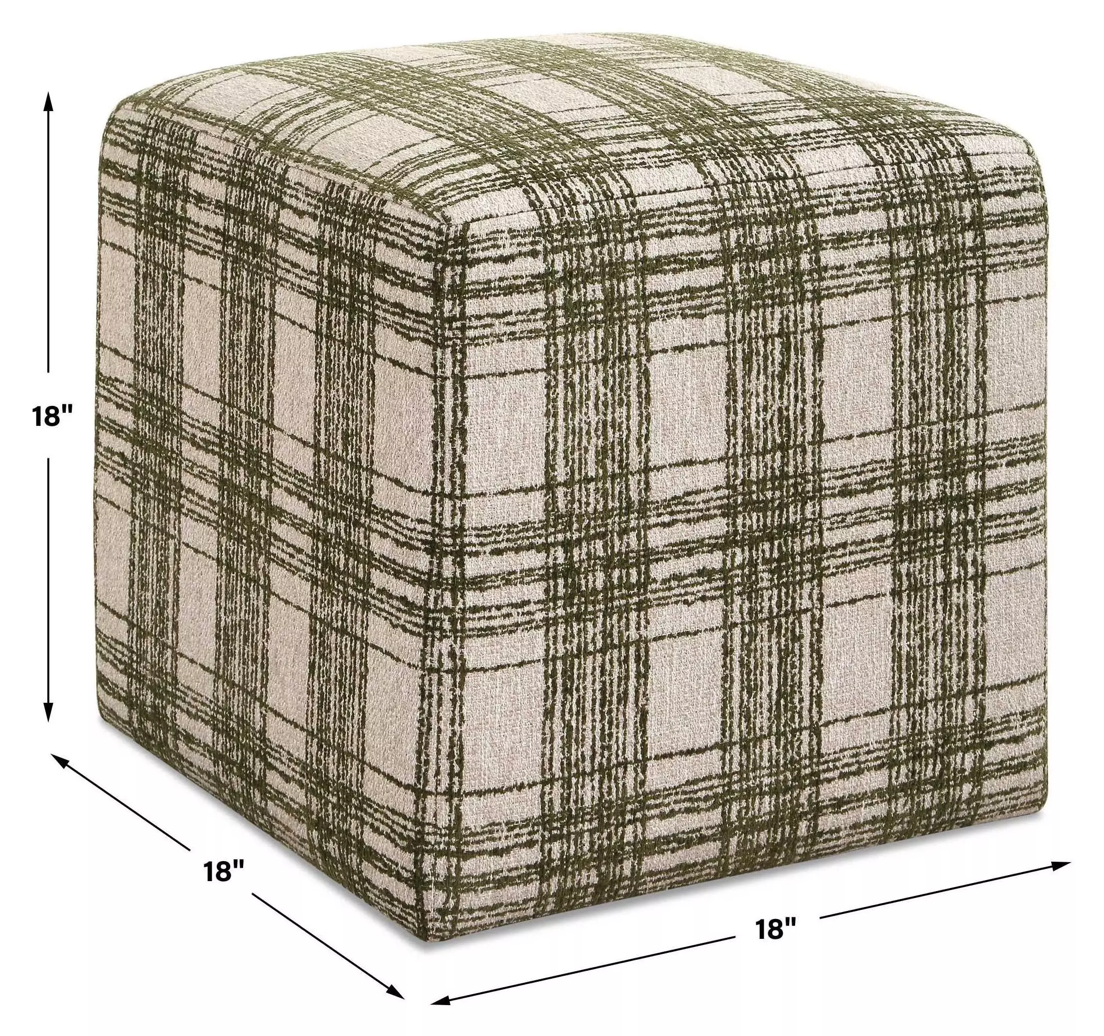 Fairmont Ireland Green and White Upholstered Square Ottoman