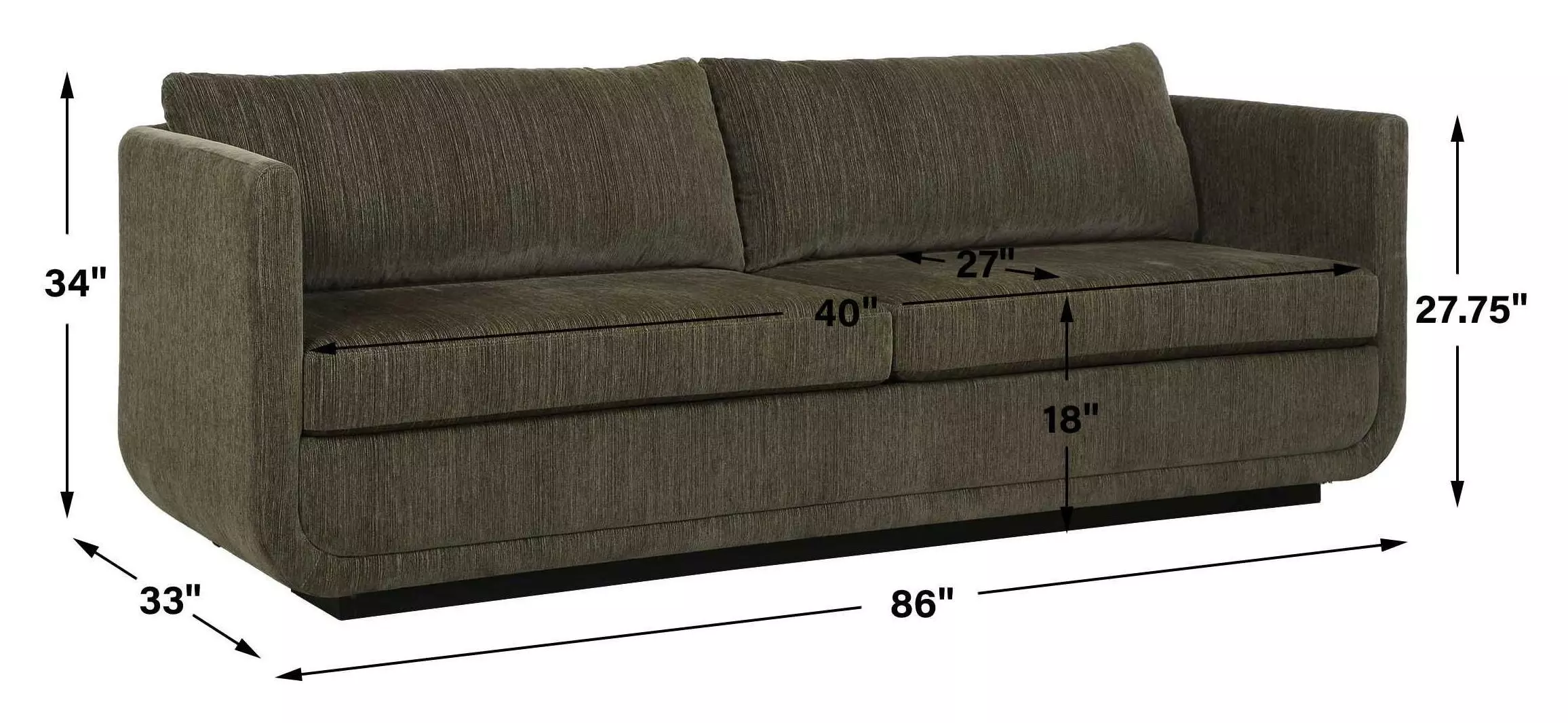 Abound Green 86" Sofa