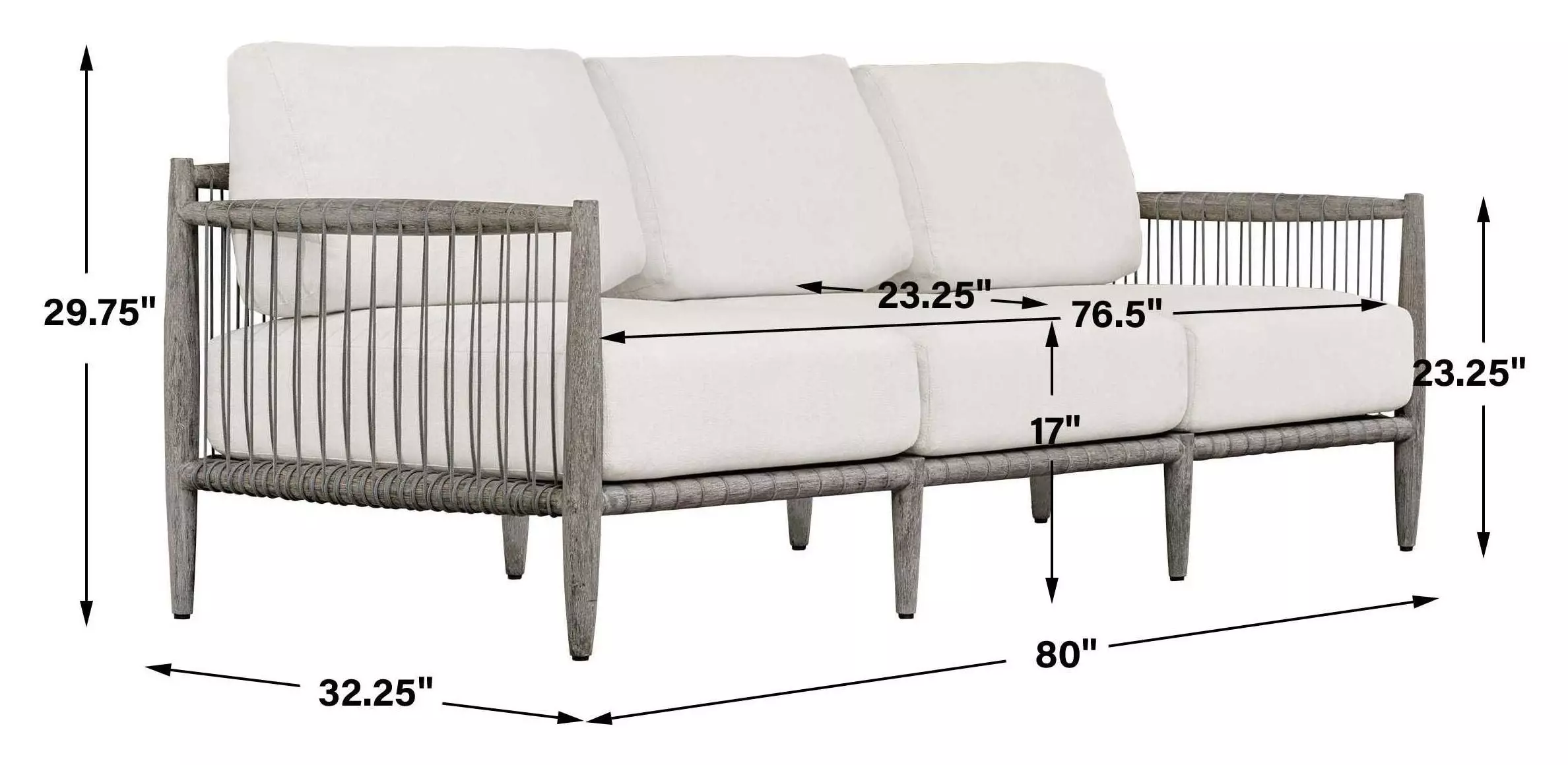 Grafton Oyster White Outdoor 80" Sofa