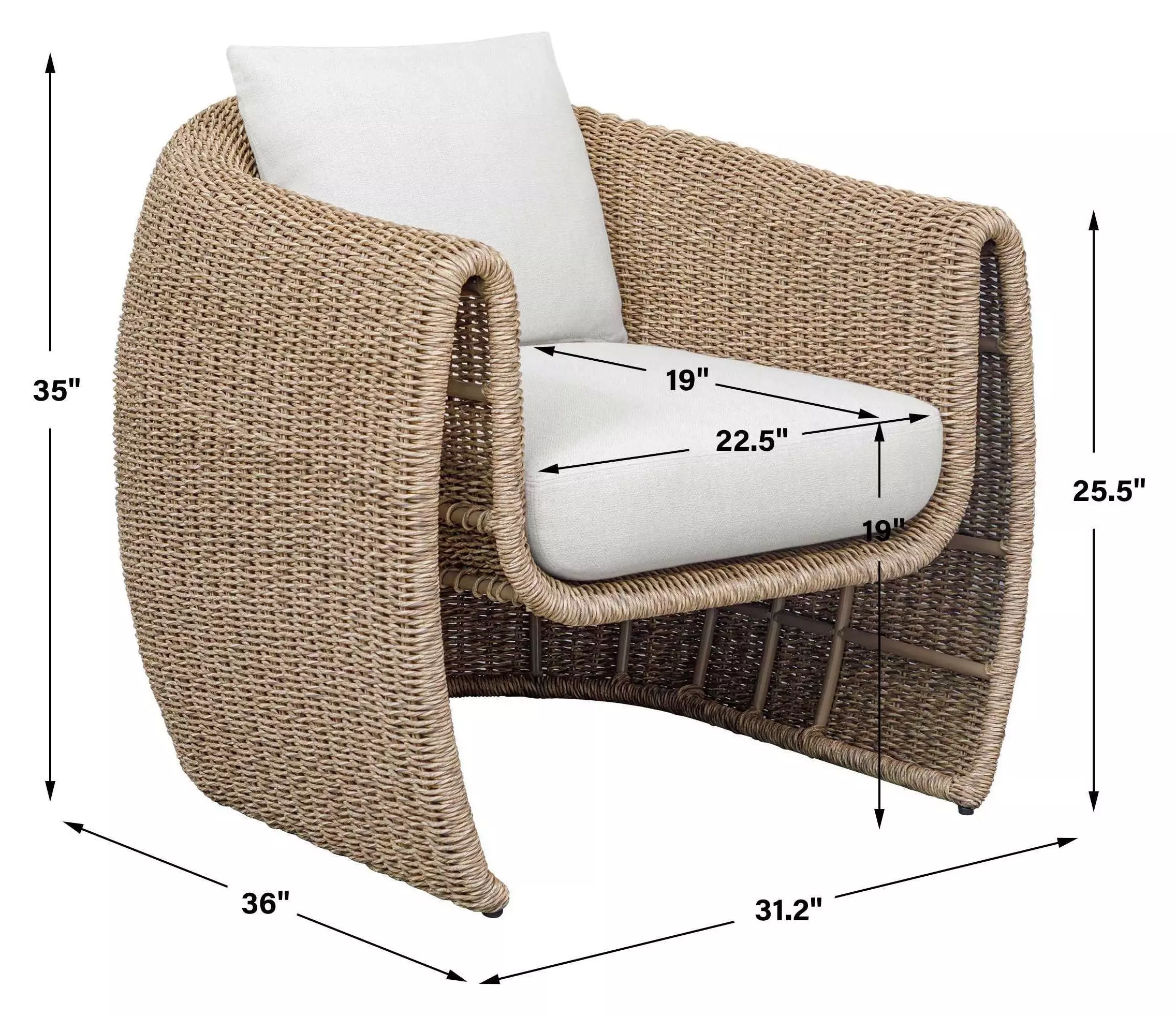 Tropic Oyster White and Golden Flax Upholstered Outdoor Lounge Chair