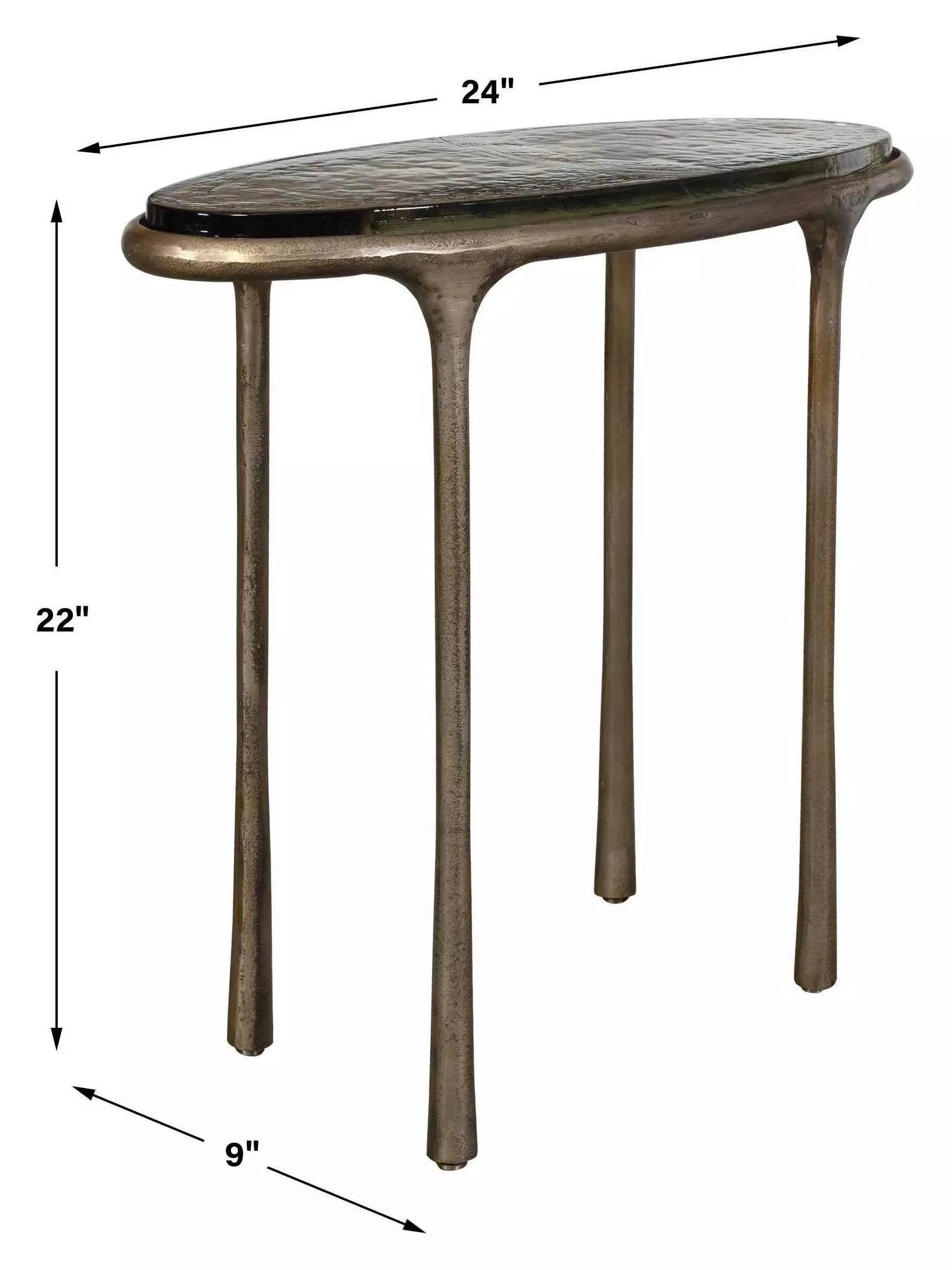 Riverton Antique Brass Oval Glass Top Accent Table