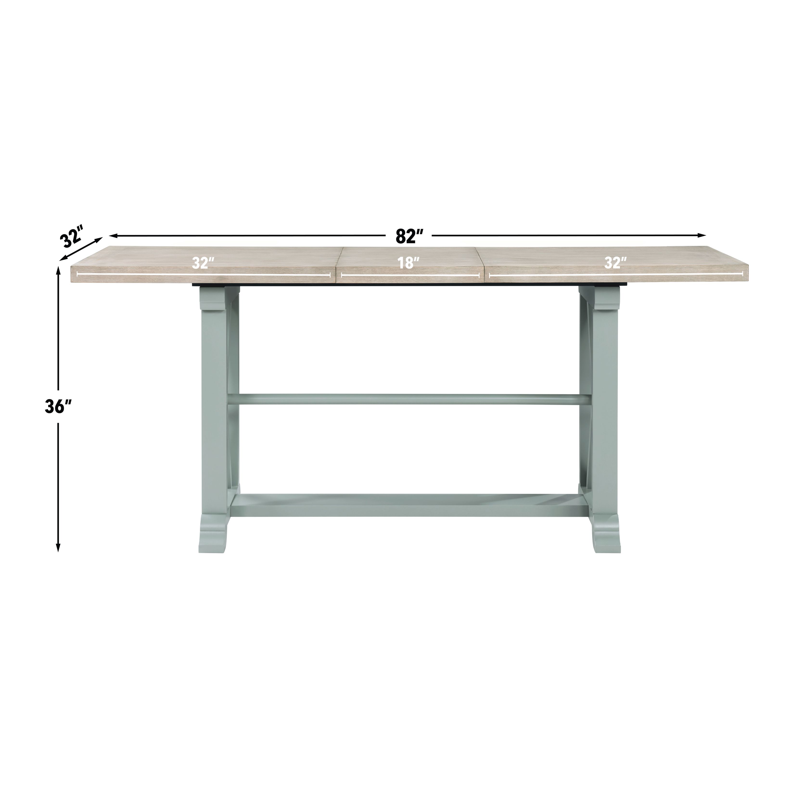 Darcy Beige and Mint Green 82" Extendable Rectangular Counter Height Table