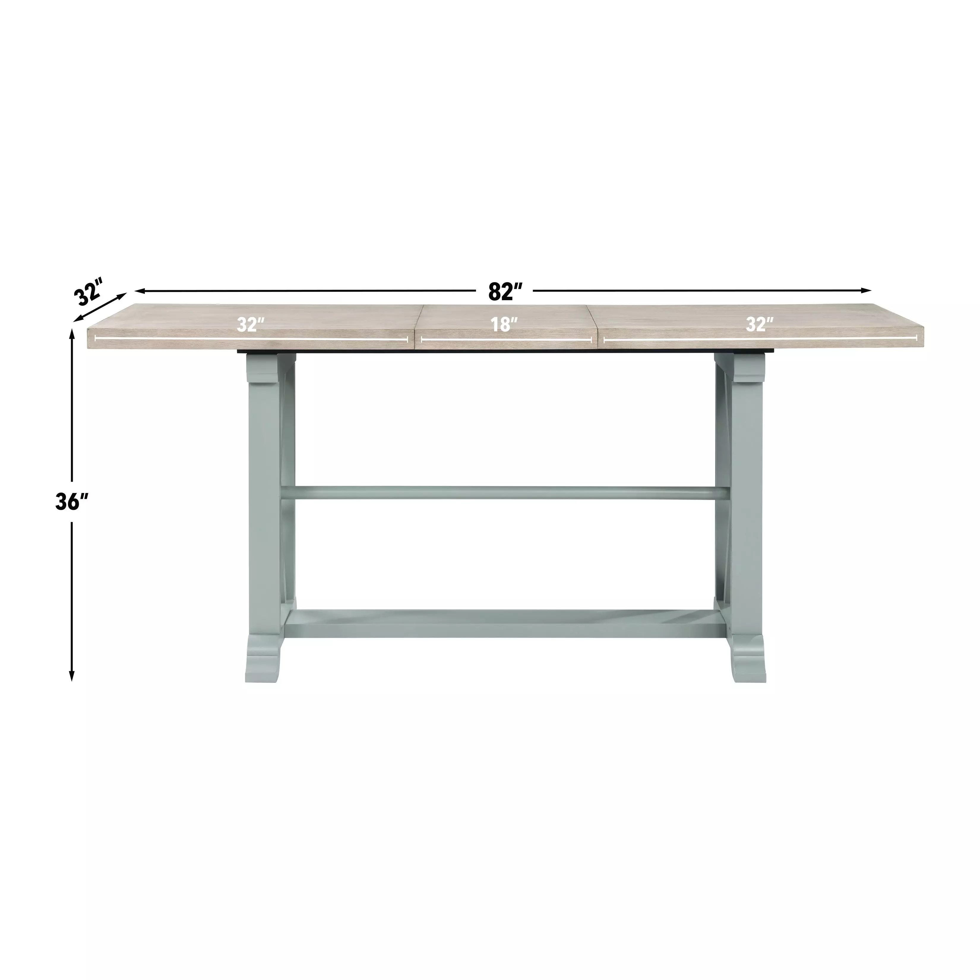 Darcy Beige and Mint Green 82" Extendable Rectangular Counter Height Table