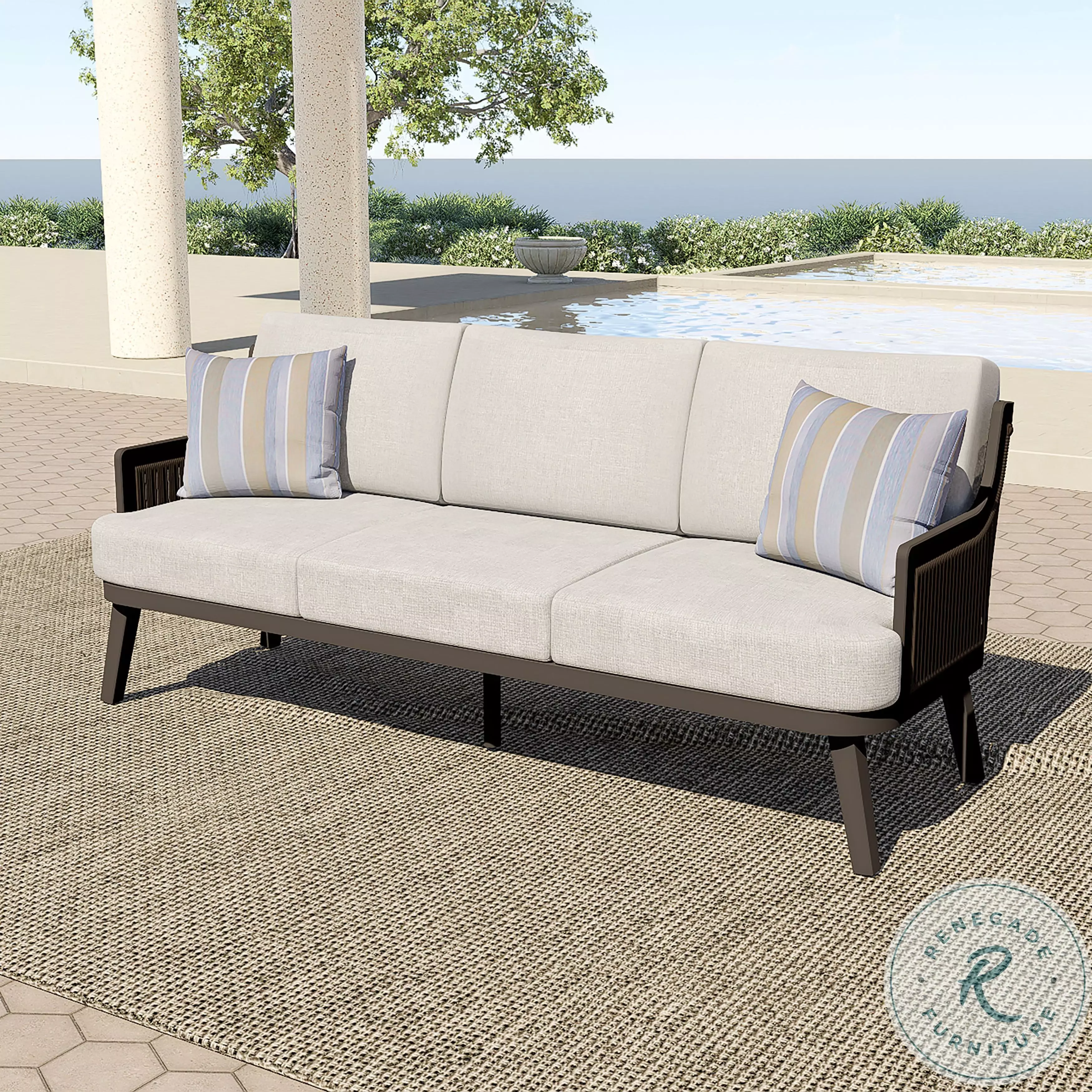 Garden sofa Home ESPRIT Cream Light grey 93 X 70 X 122 CM