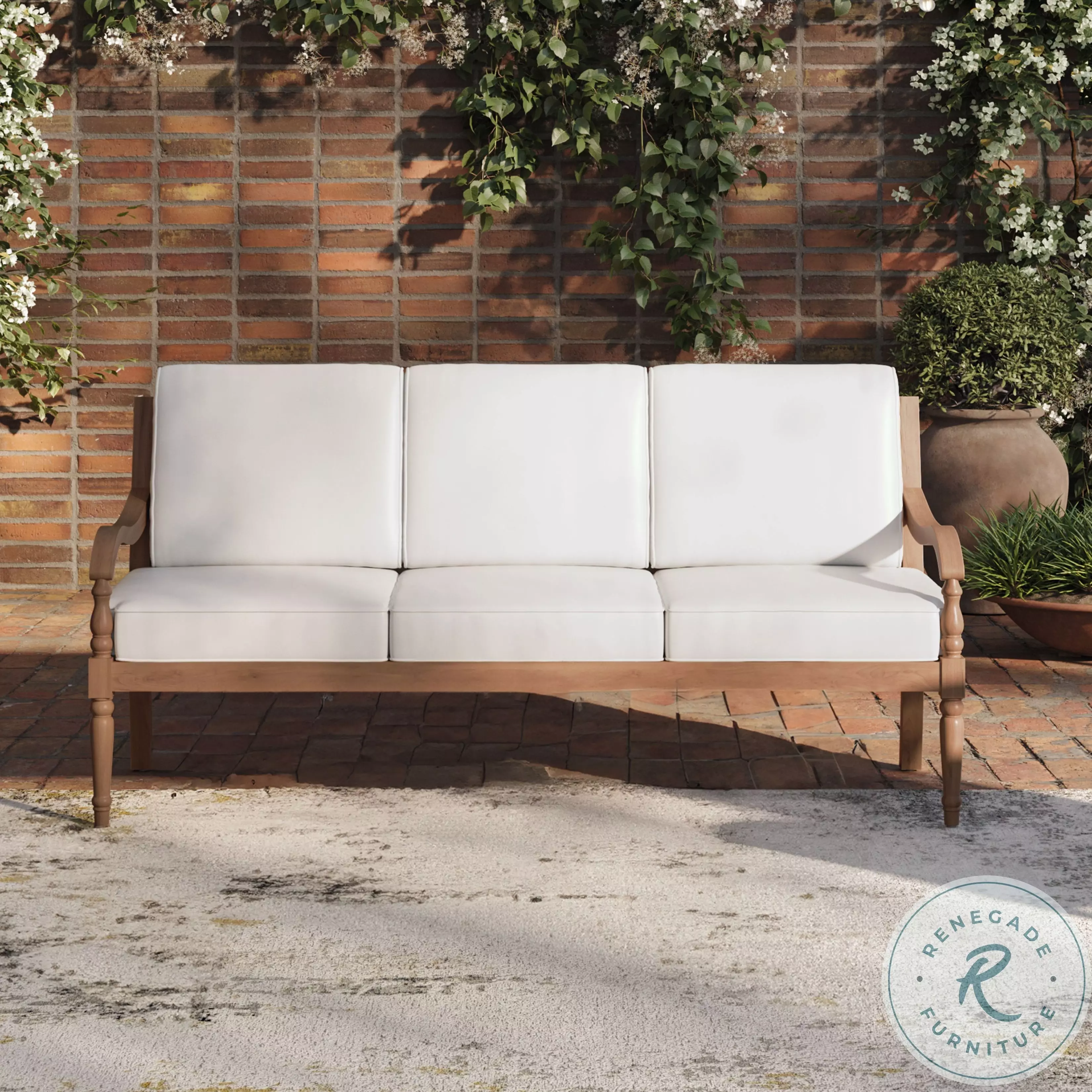 Savannah White Linen Outdoor Sofa From New Classic | Coleman Furniture