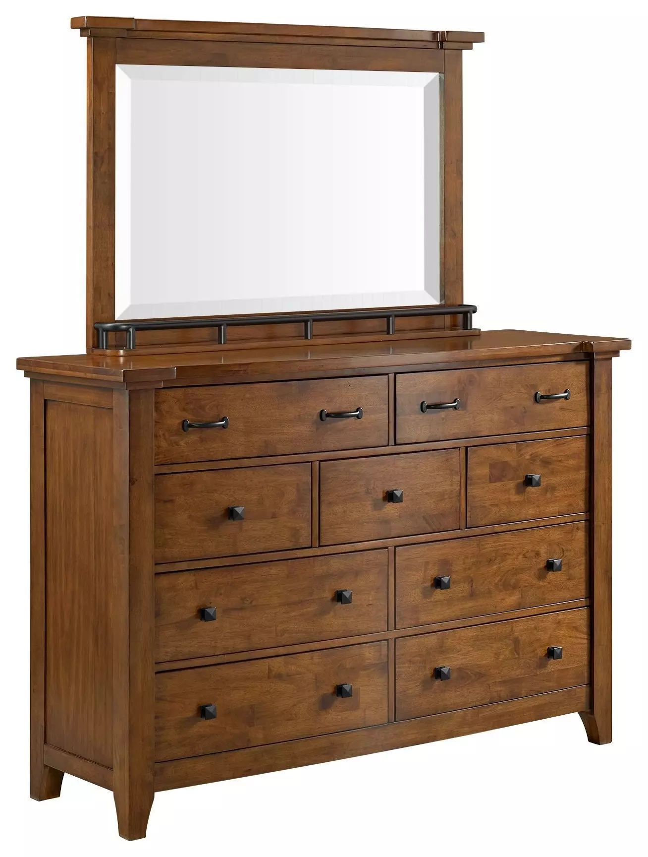 chestnut brown dresser Gage & Mirror Set in Double dresser
