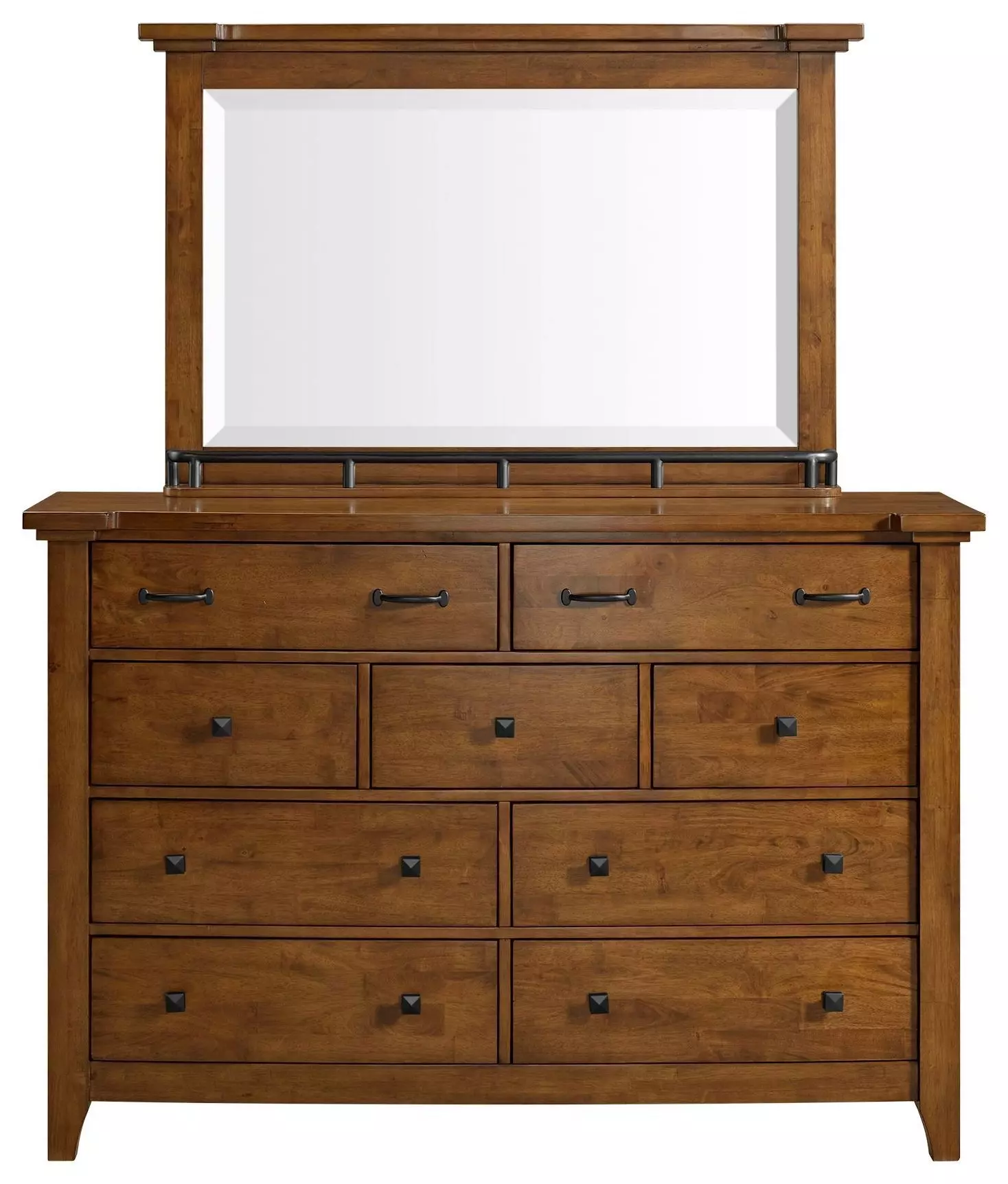 brown chestnut dresser Gage & Mirror Set in Bedroom dresser