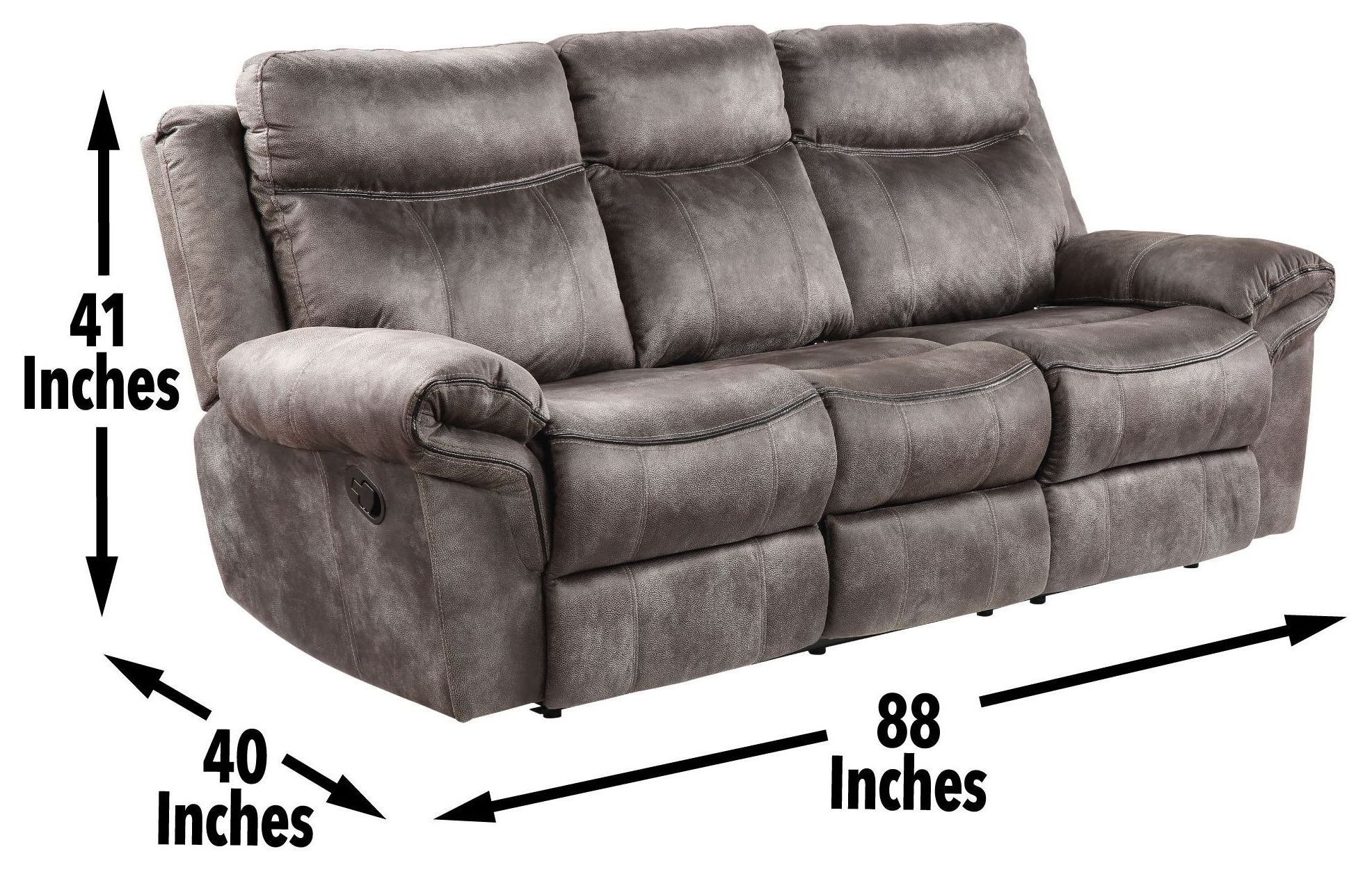 Nashville Gray Manual Reclining 88" Sofa with Drop-Down Console and USB Charging