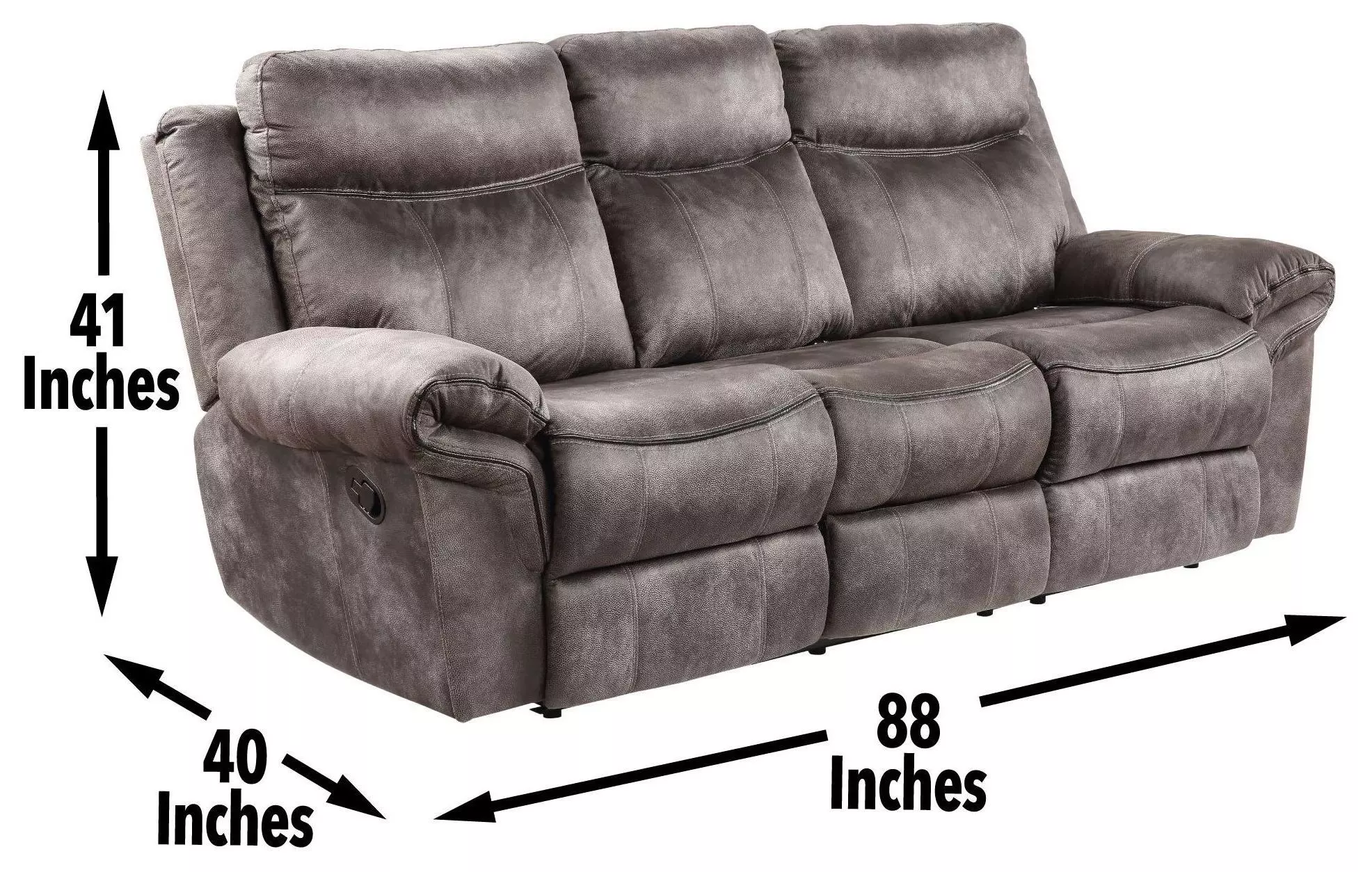 Nashville Gray Manual Reclining 88" Sofa with Drop-Down Console and USB Charging