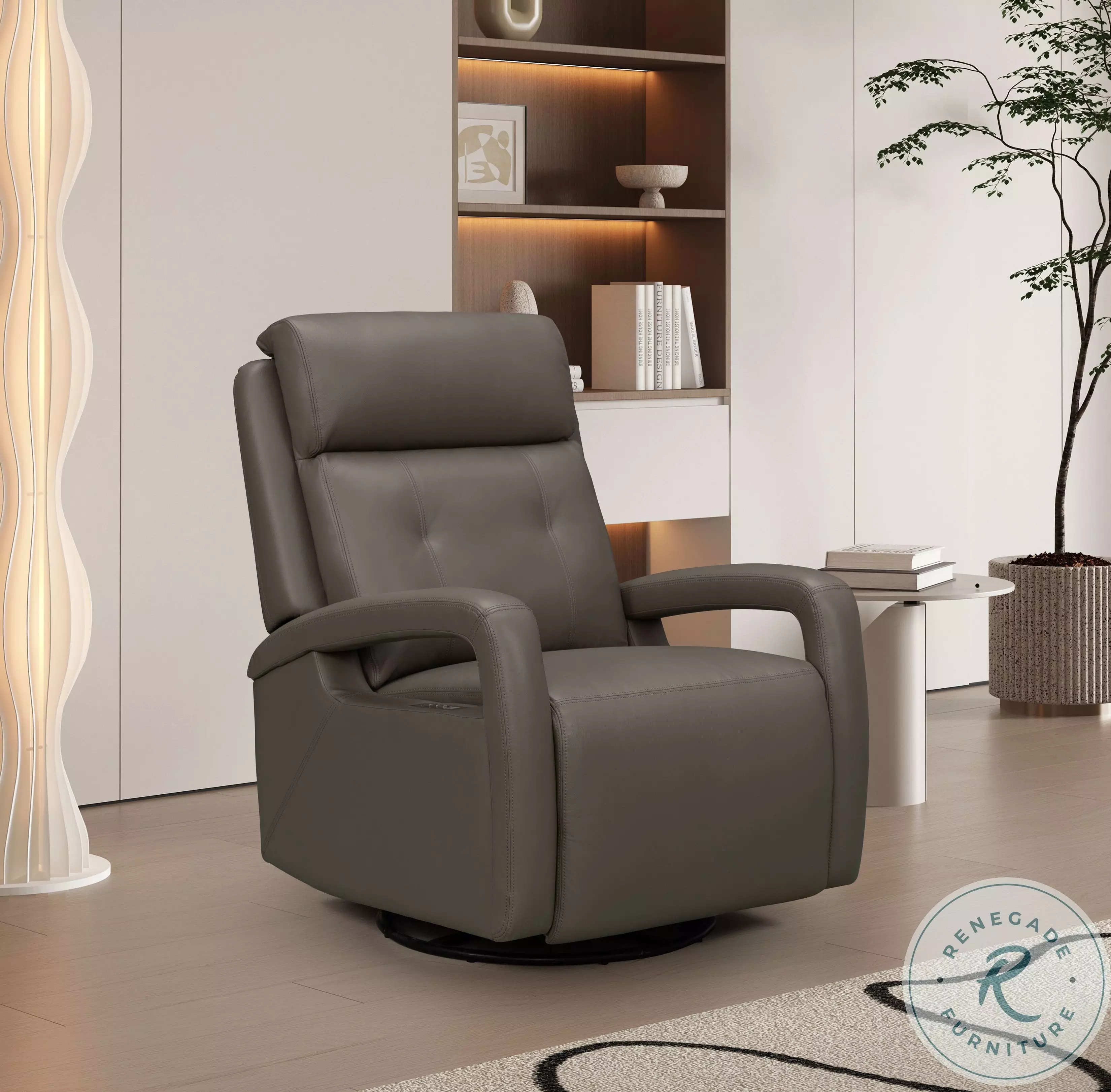 Gilbert Lynn Smokey Gray Swivel Glider Power Recliner with Power