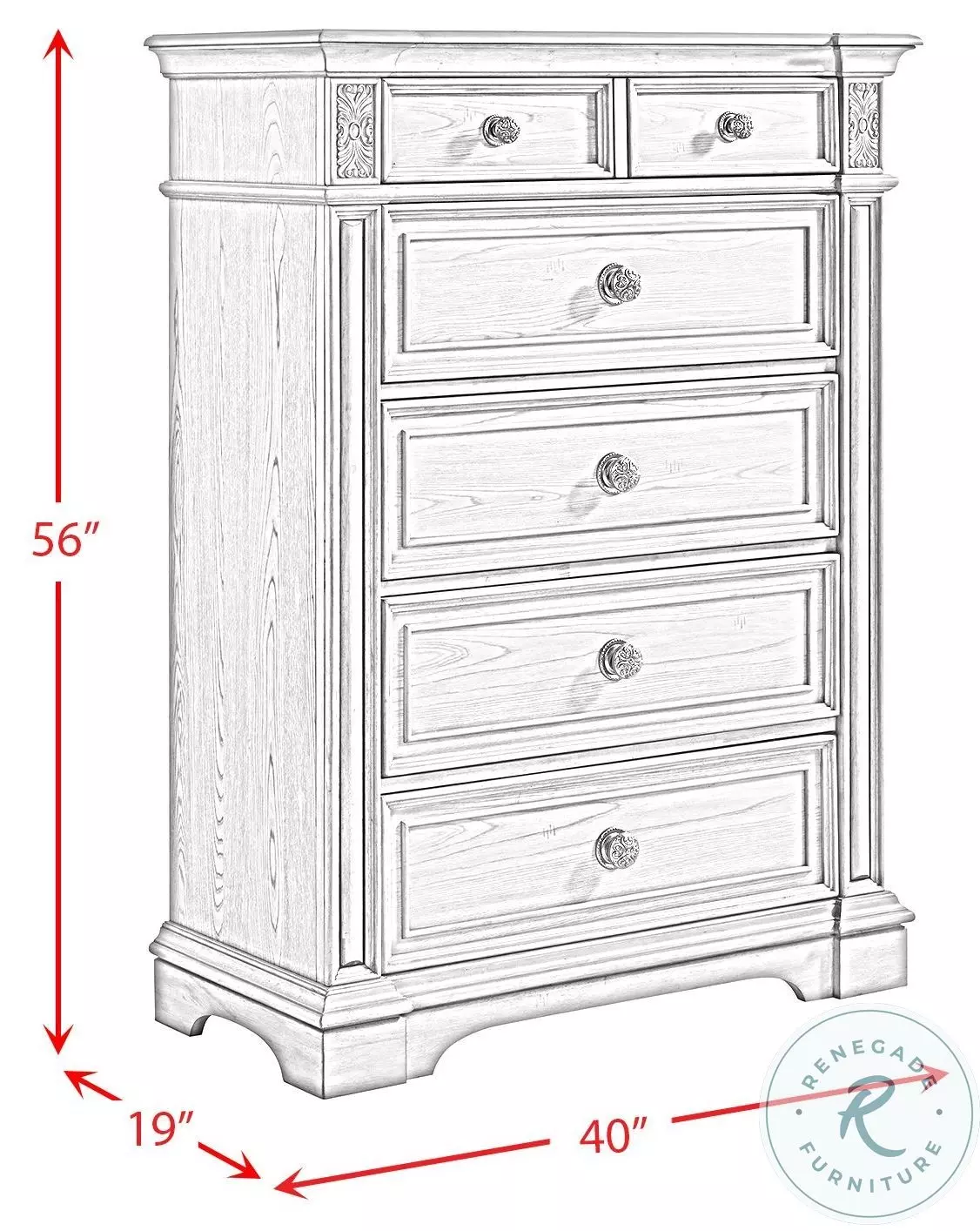 Brookstone Aged Grey 5 Drawer Chest