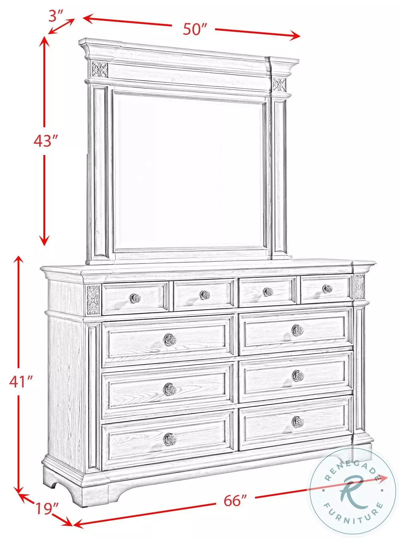Brookstone Aged Grey 9 Drawer Dresser And Mirror