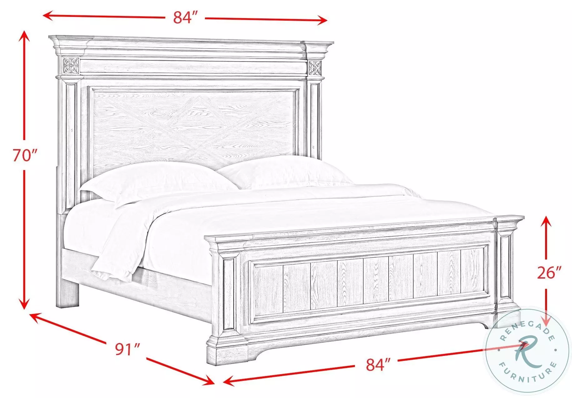Brookstone Aged Grey King Panel Bed