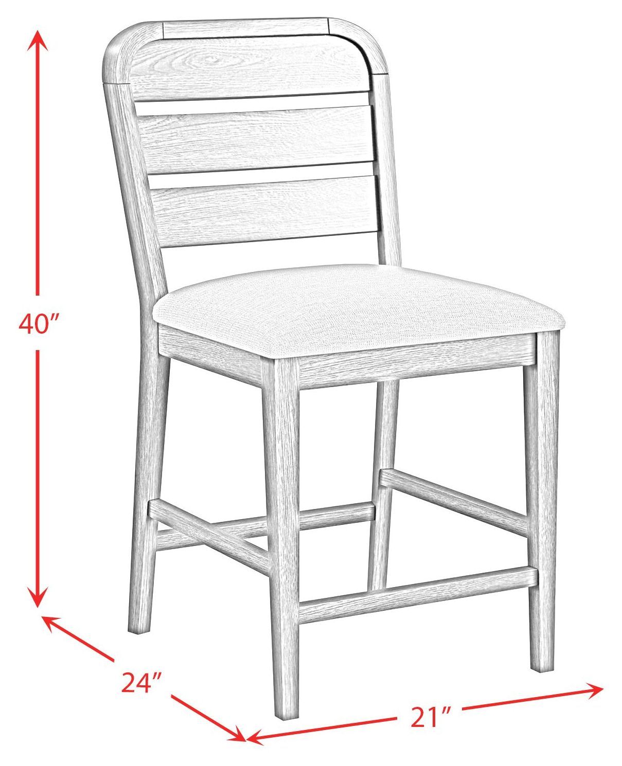 Thorin Light Gray Upholstered Ladder Back Counter Height Chair Set of 2