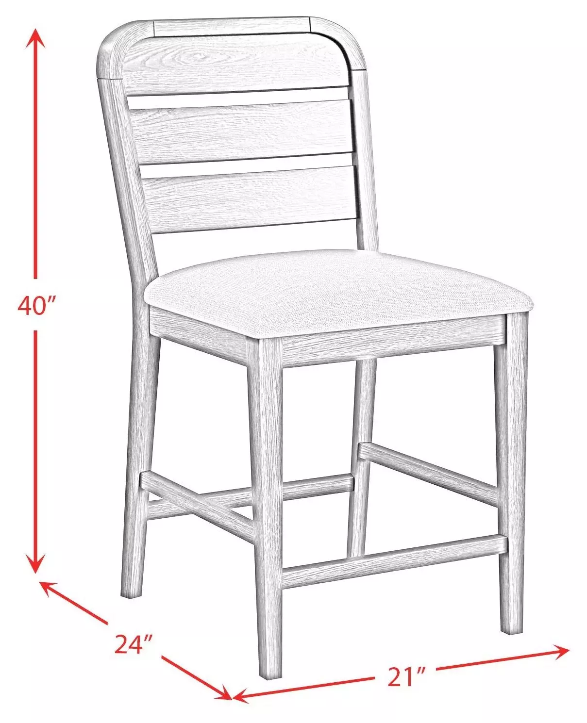 Thorin Light Gray Upholstered Ladder Back Counter Height Chair Set of 2