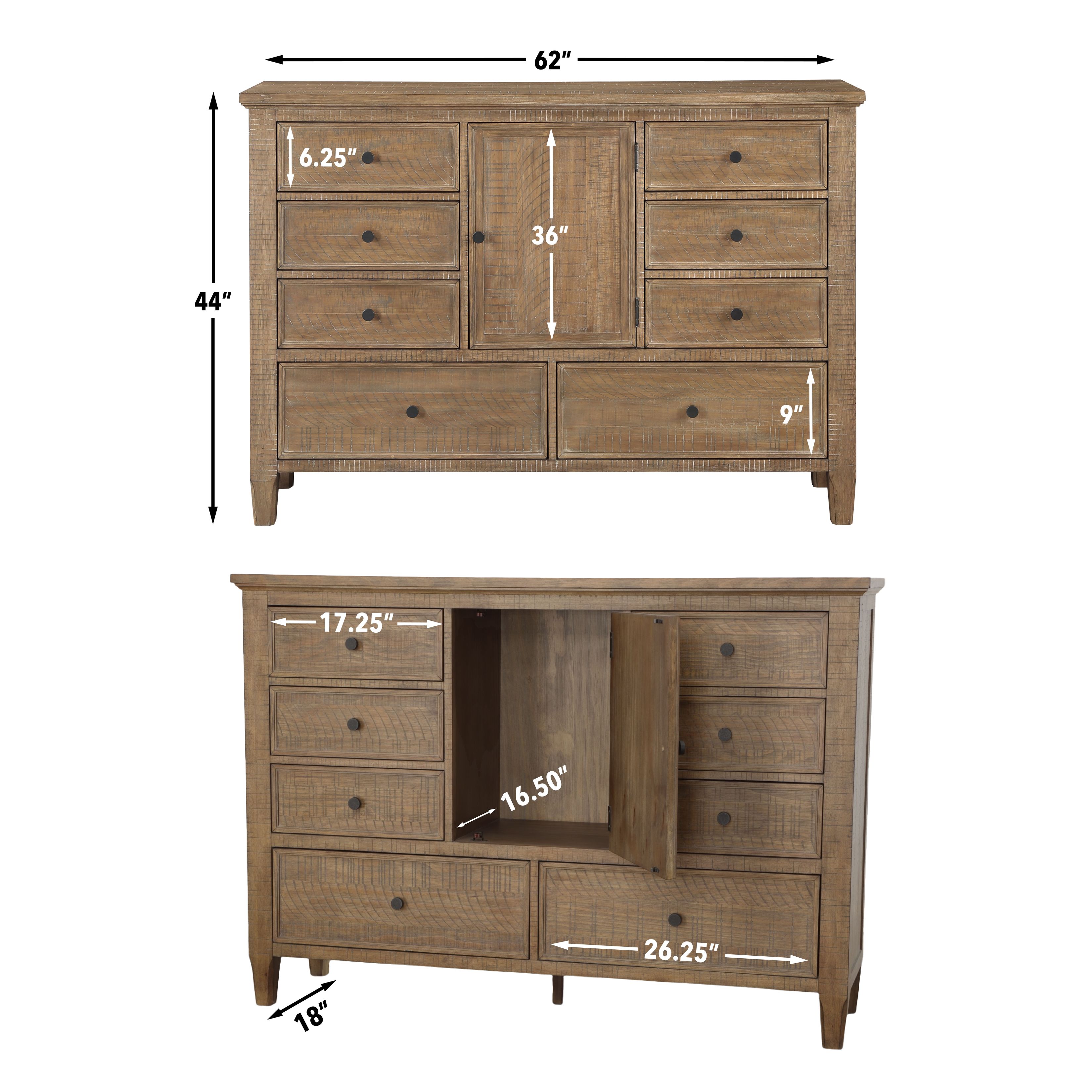 Riverdale Natural 8 Drawer Dresser