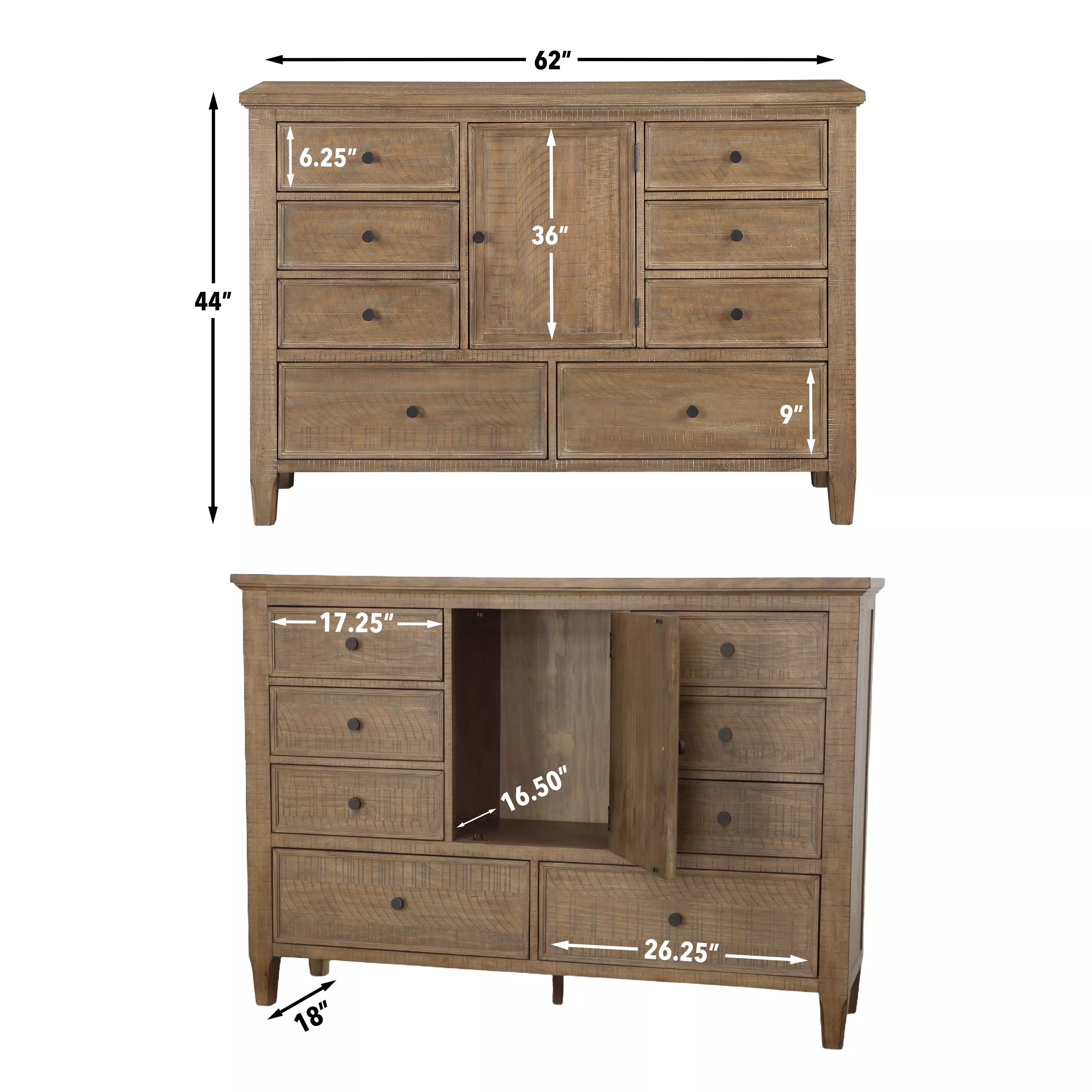 Riverdale Natural 8 Drawer Dresser