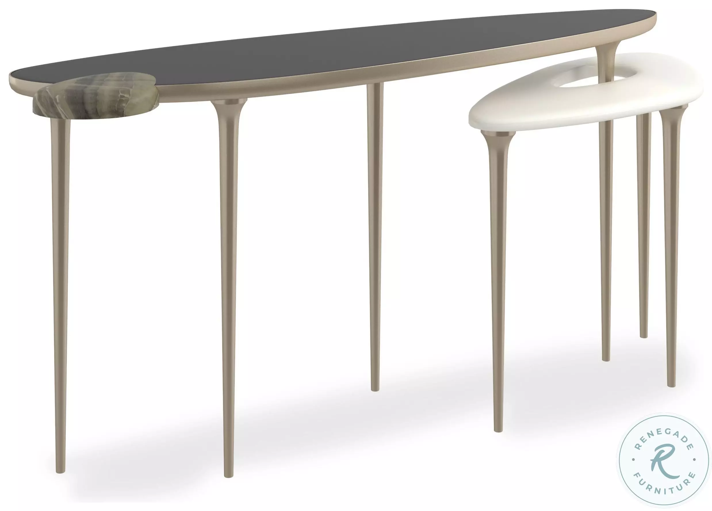 Echo Smoked Bronze Guangxi Marble And Champagne Gold Console Table