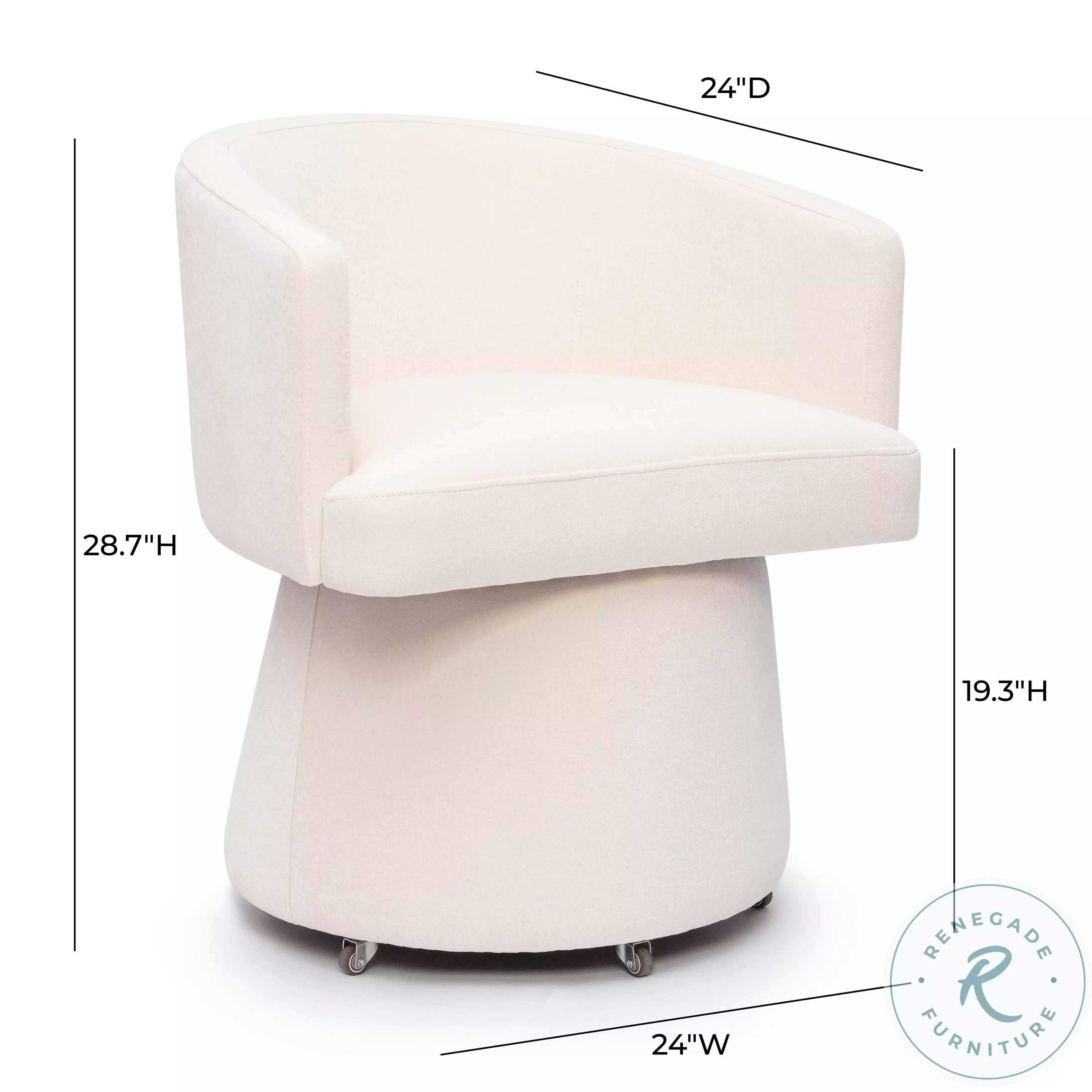 Kristen Cream Upcycled Chenille Rolling Desk Chair