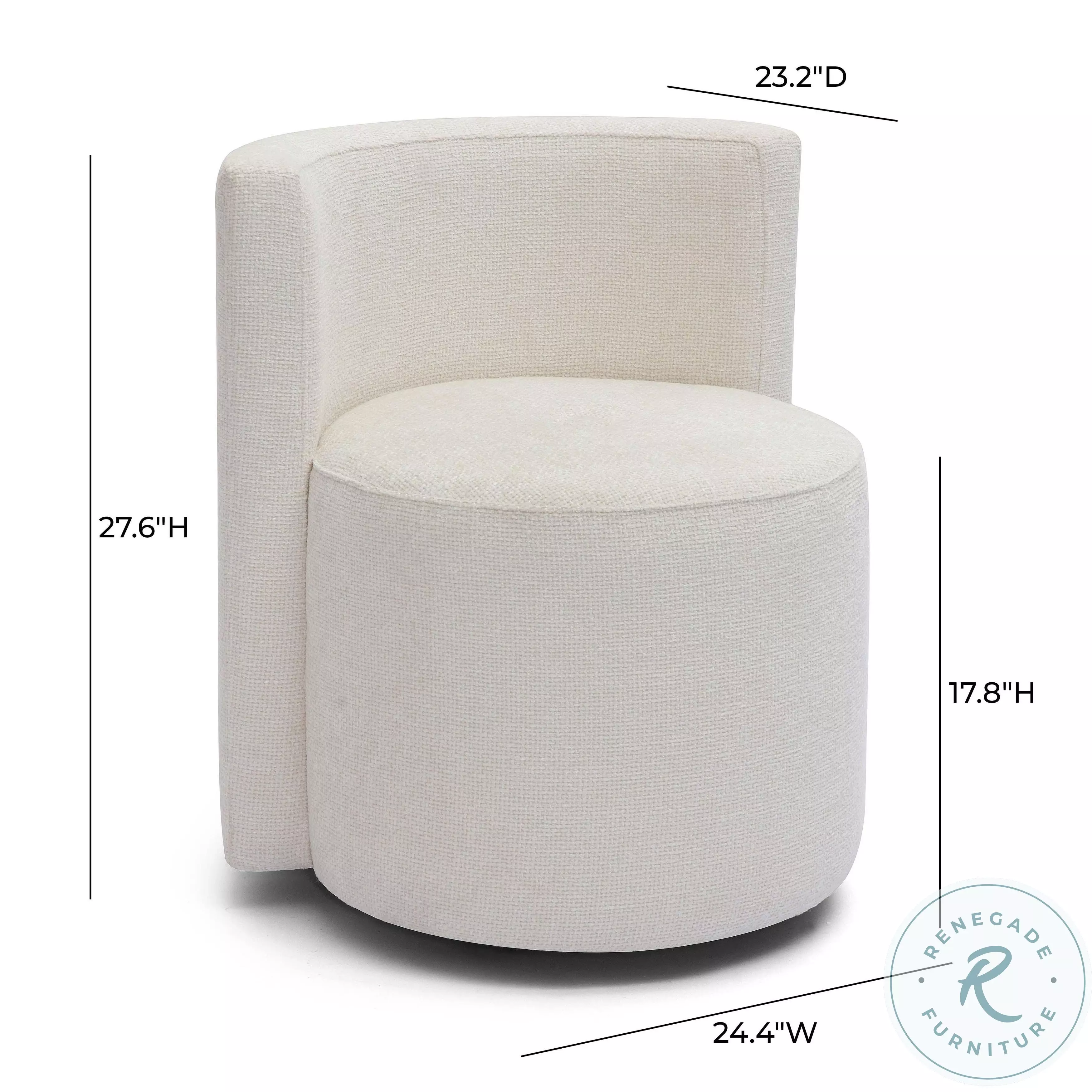 Alyssa Cream Chenille Rolling Desk Chair