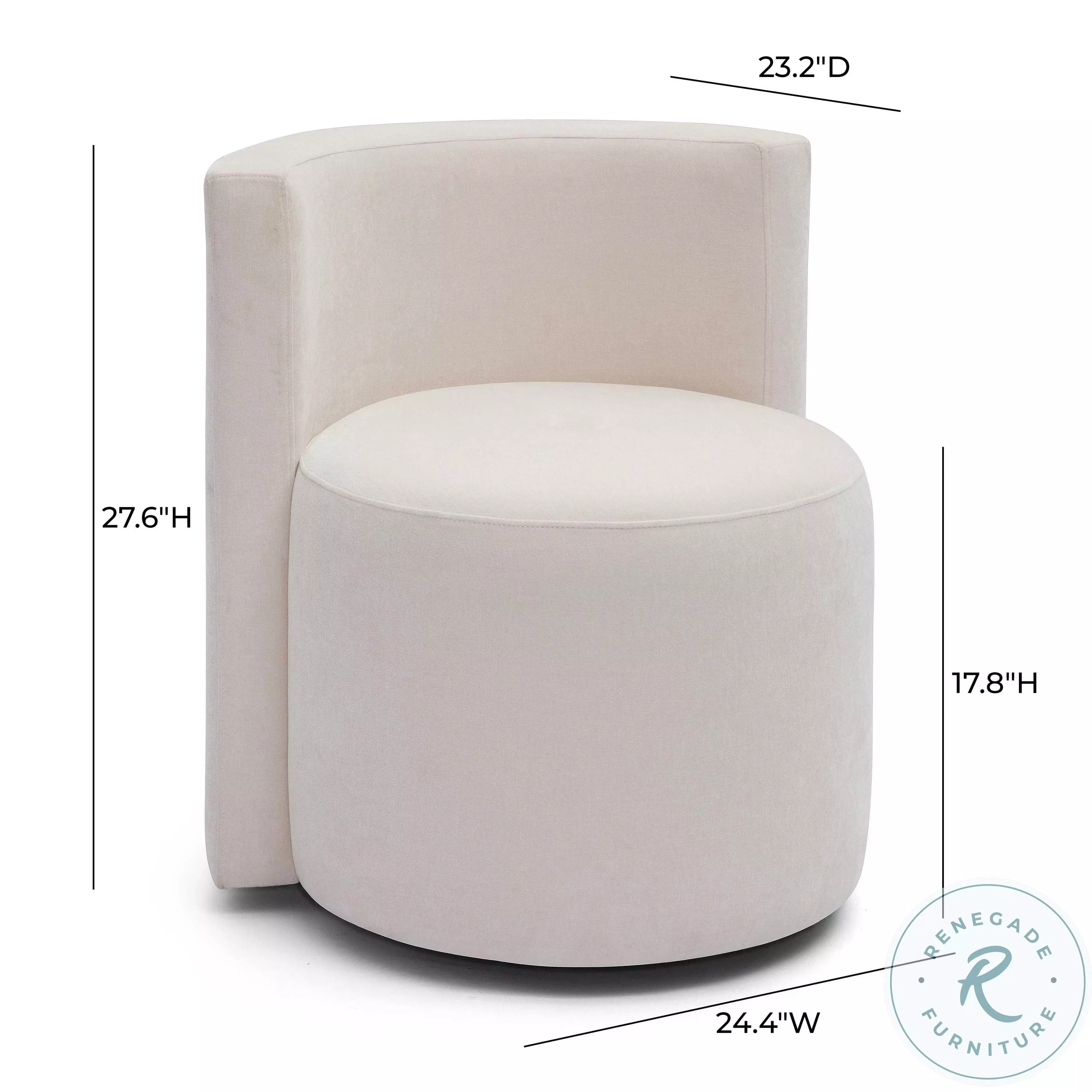 Alyssa Cream Upcycled Velvet Rolling Desk Chair