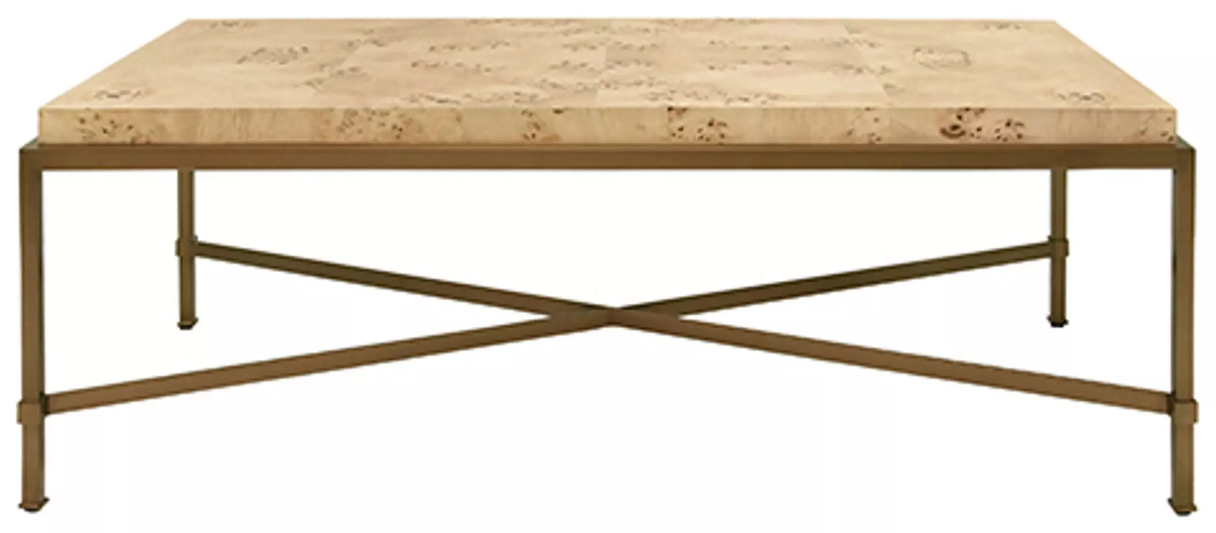 Worlds Away Hardwick Modern Classic Brown Burl Wood Rectangular Coffee Table