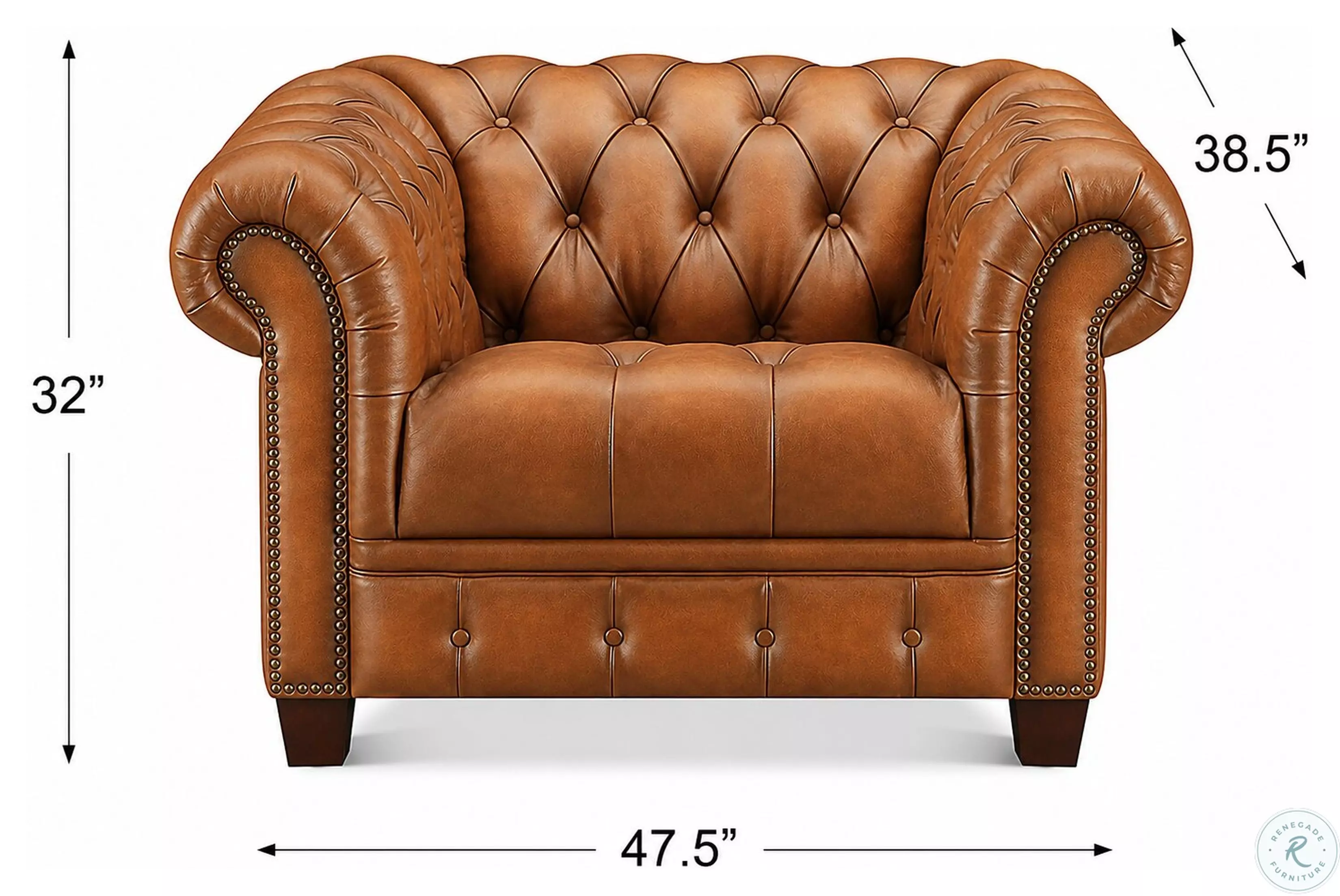 Haworth Saddle Leather Upholstered Accent Chair with Nailhead Trim
