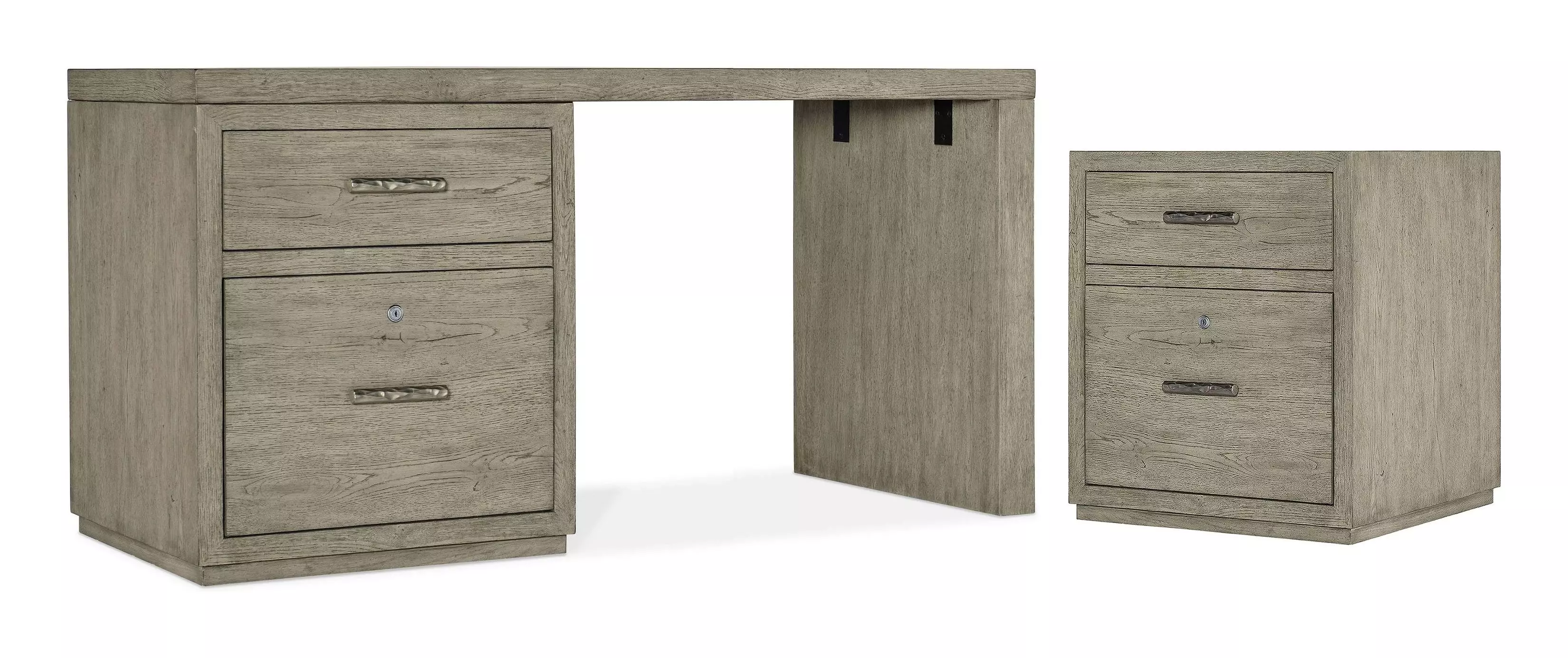 Linville Falls Soft Smoked Gray 60" Home Office Set with One File Cabinet