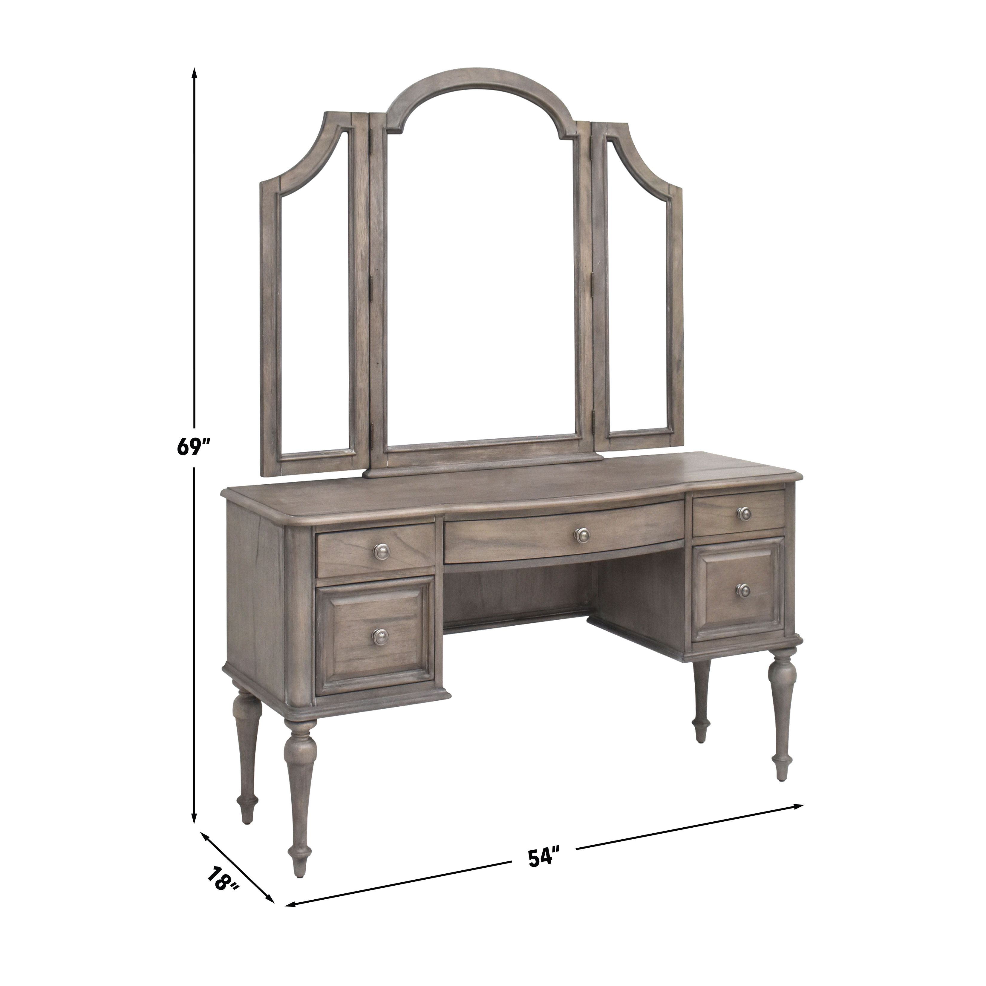Highland Brown Bedroom Vanity with Mirror and Bench