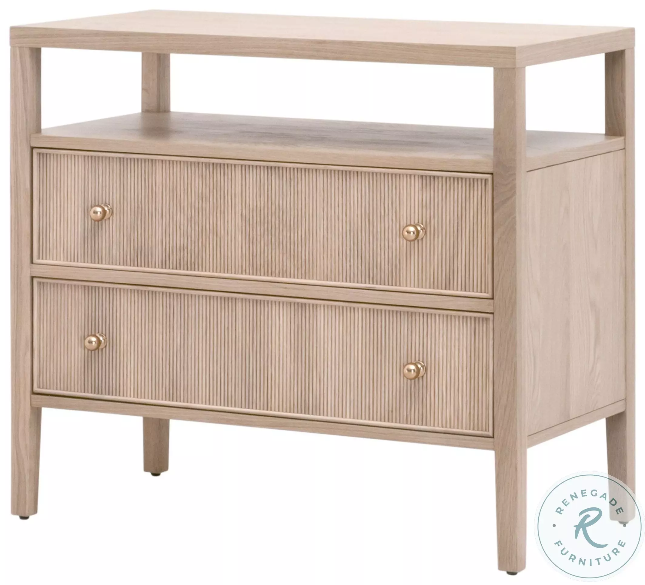 Highland Natural Oak Open Shelf 2 Drawer Nightstand From Home