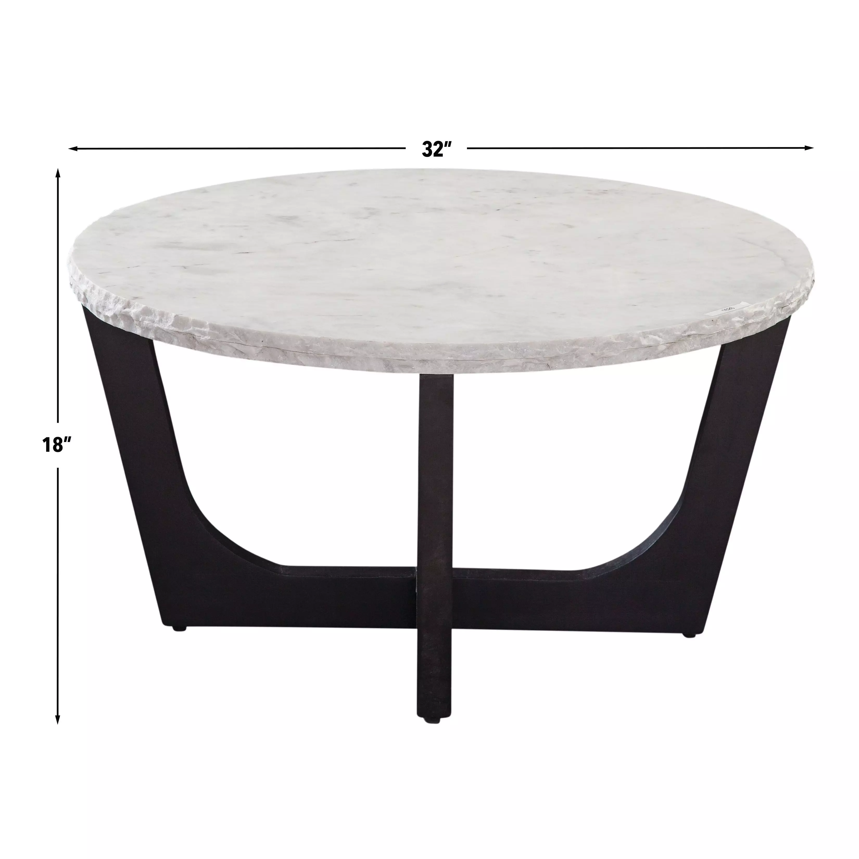 Chrissy Black and White Round Marble Top Cocktail Table