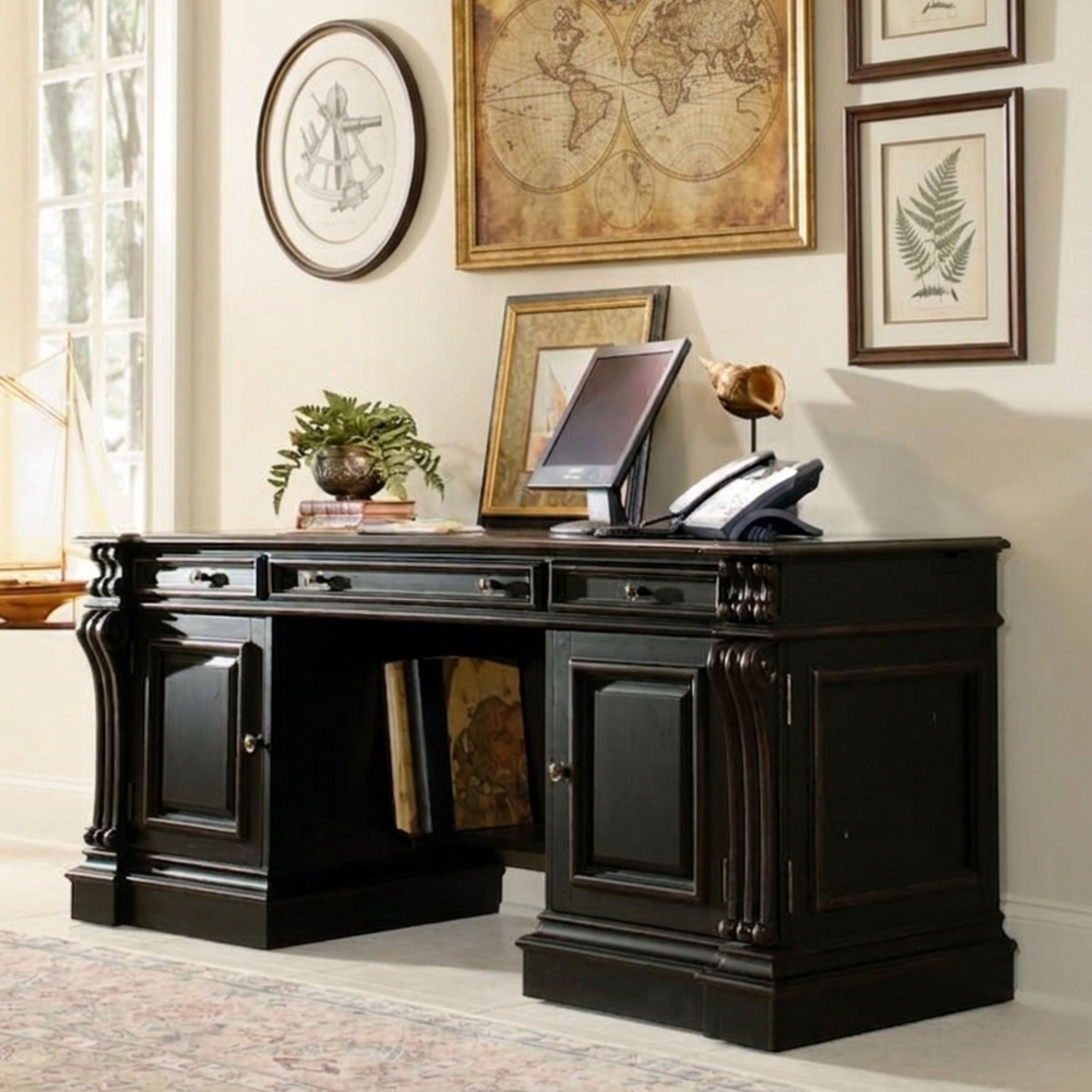 Telluride Black Computer Credenza from Hooker | Coleman Furniture