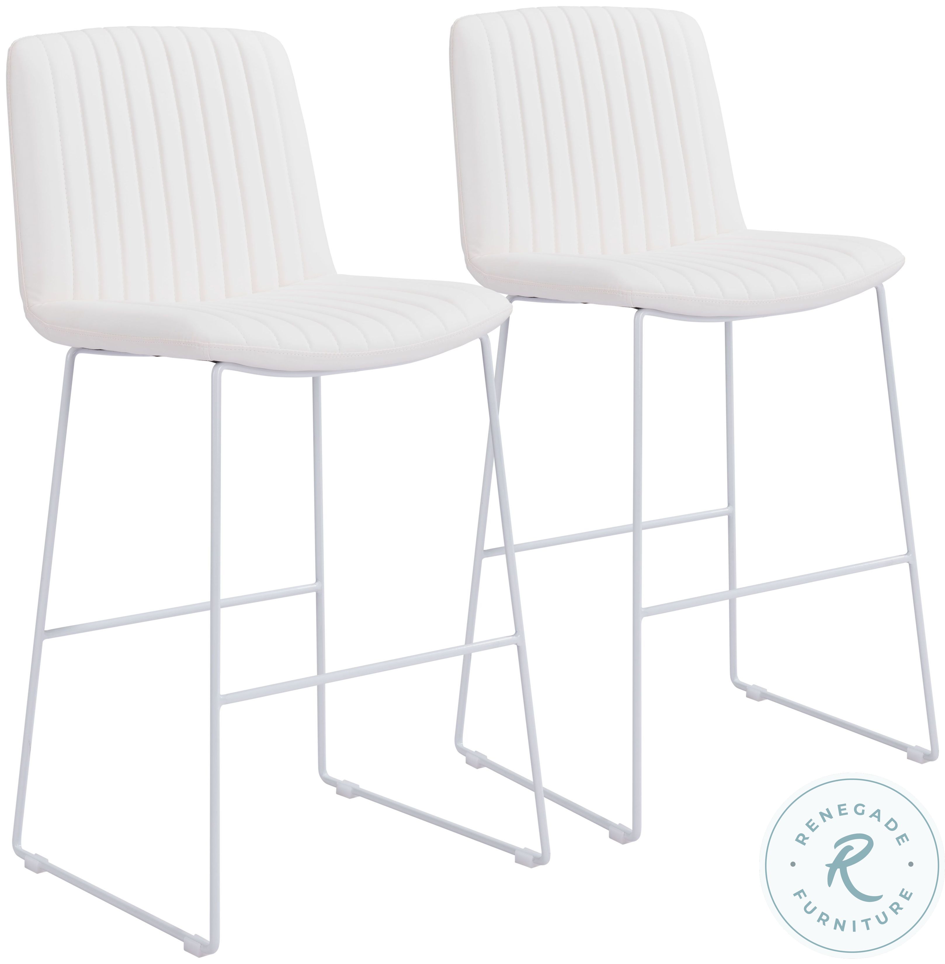 Mode White Bar Stool Set of 2 From Zuo Coleman Furniture