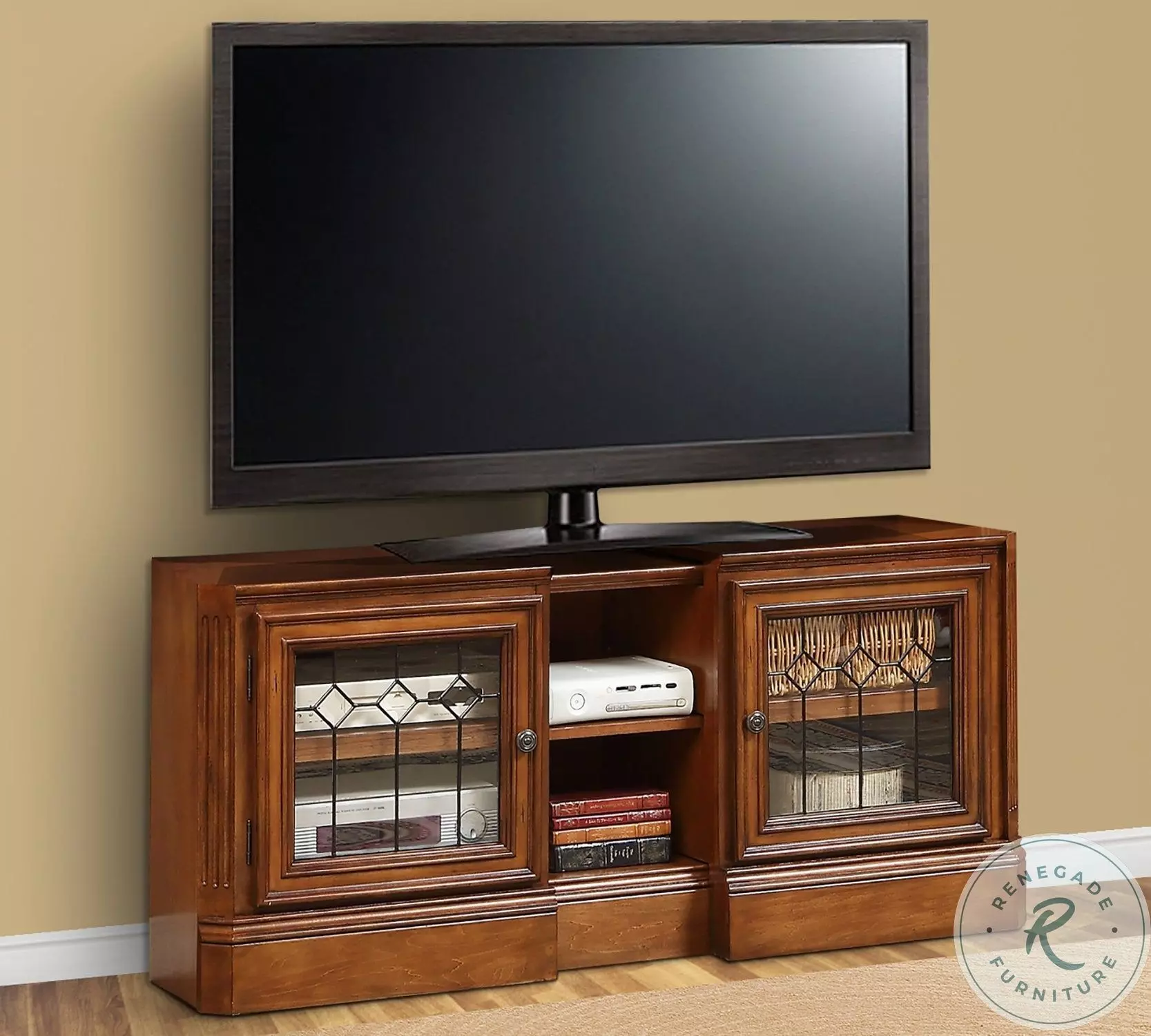 Hayes Antique Vintage Pecan Expandable TV Console From Golden