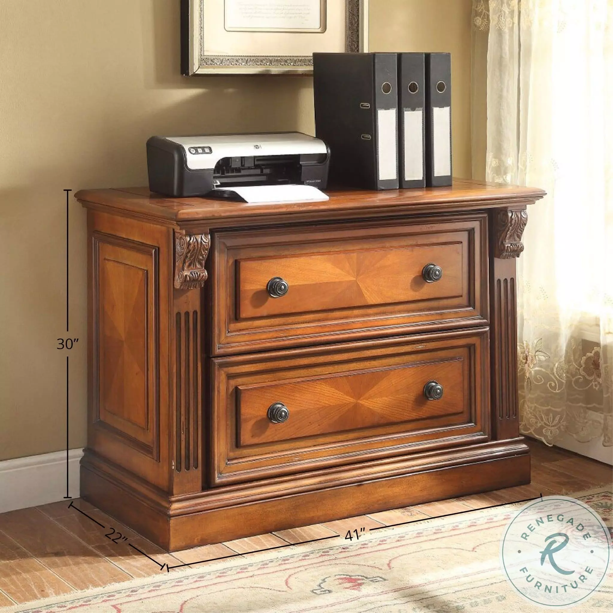 Hayes Antique Vintage Pecan 2 Drawer Lateral File From Golden