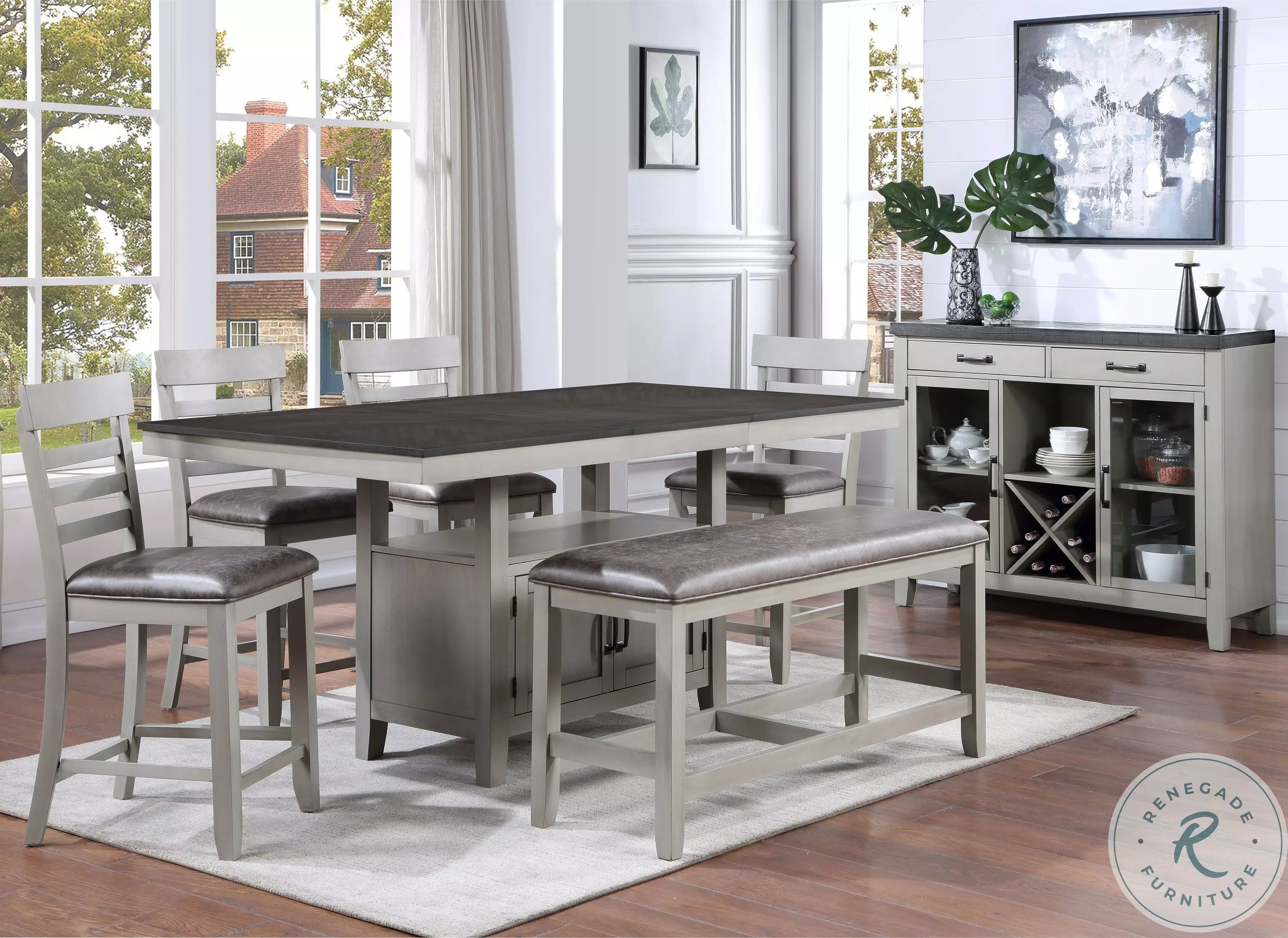 Hyland Two Tone Stone Gray And Charcoal Extendable Counter