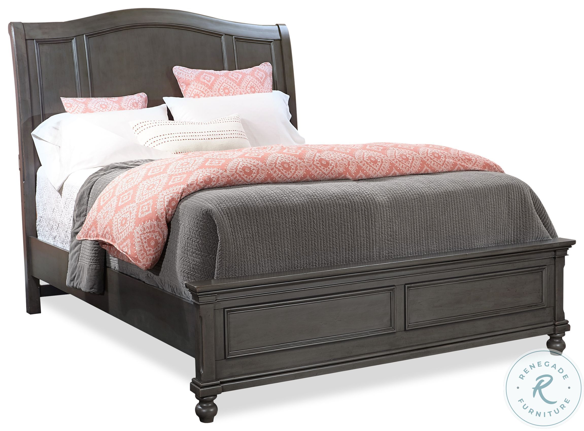 Oxford Peppercorn Queen Low Profile Sleigh Bed From Aspen Home Coleman Furniture