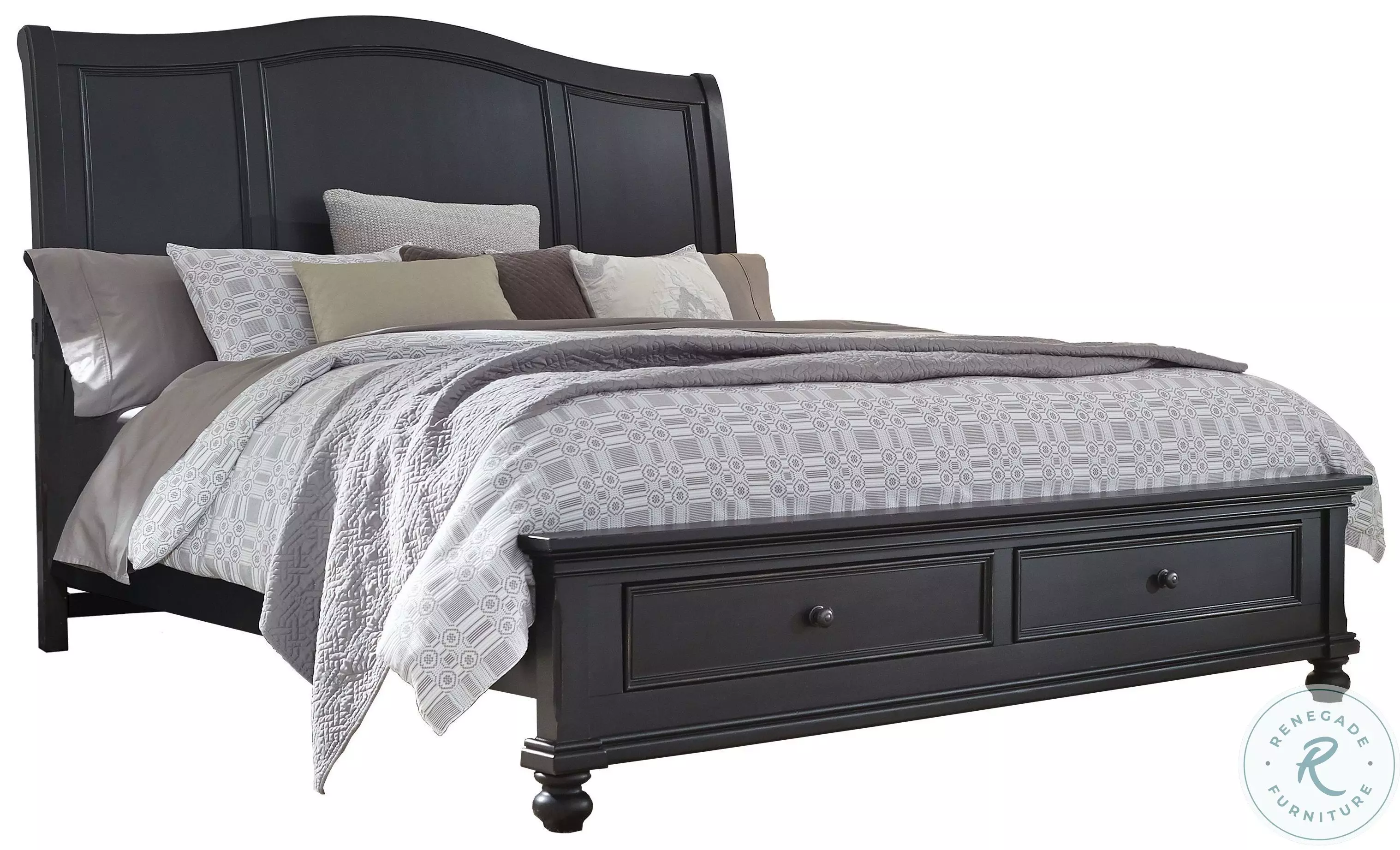 Oxford Rubbed Black Queen Sleigh Storage Bed From Aspen Home | Coleman ...