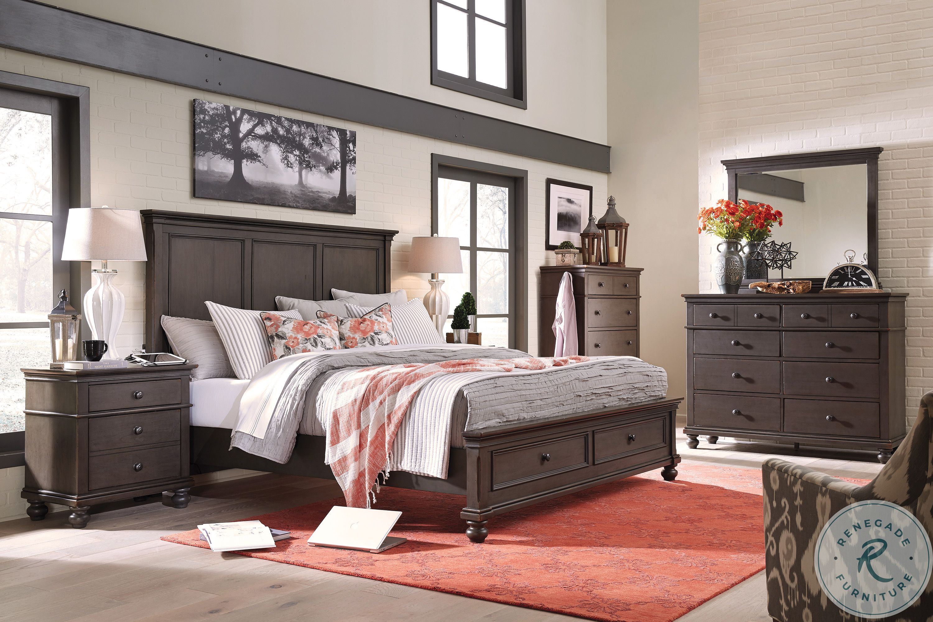 Oxford Peppercorn Queen Panel Storage Bed From Aspen Home Coleman Furniture