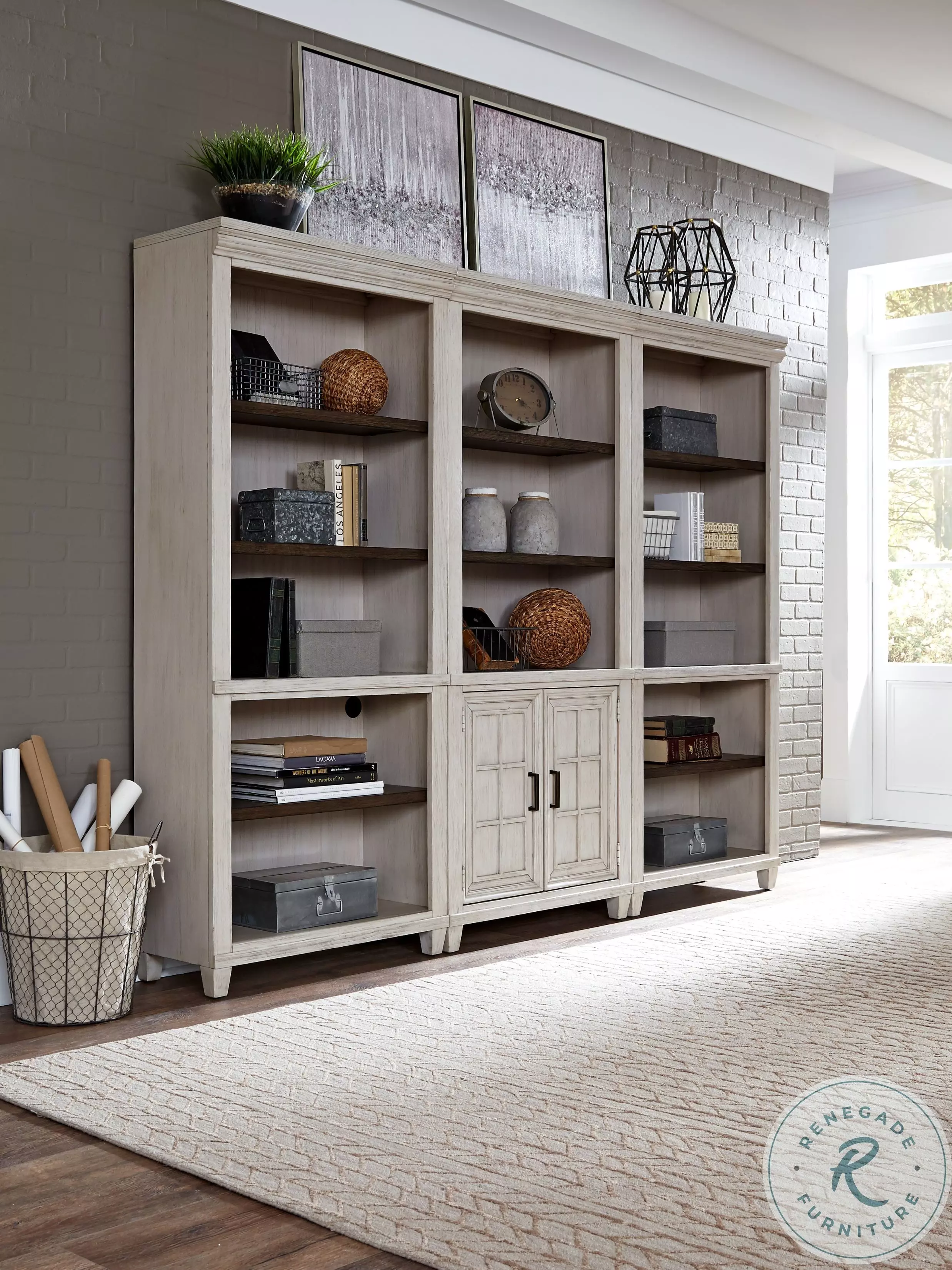 Caraway Aged Ivory Door Bookcase From Aspen Home | Coleman Furniture