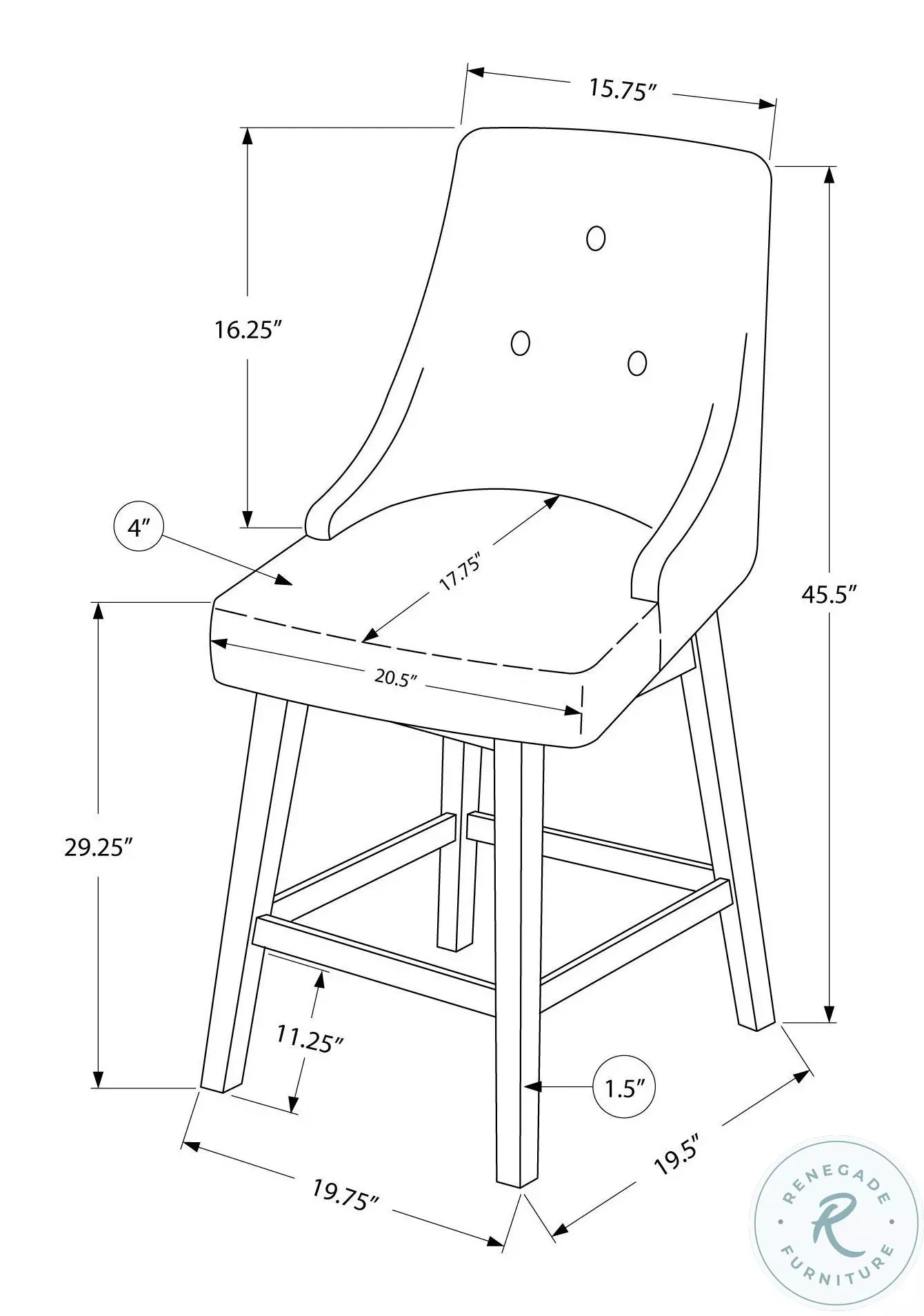 1243 Grey 46" Swivel Bar Stool Set Of 2