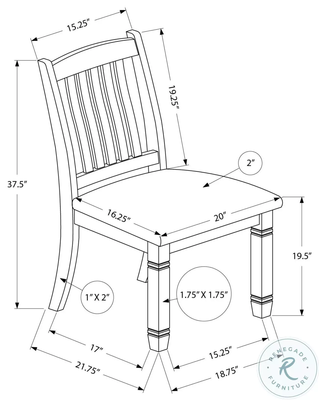 1256 Gray Dining Chair Set of 2
